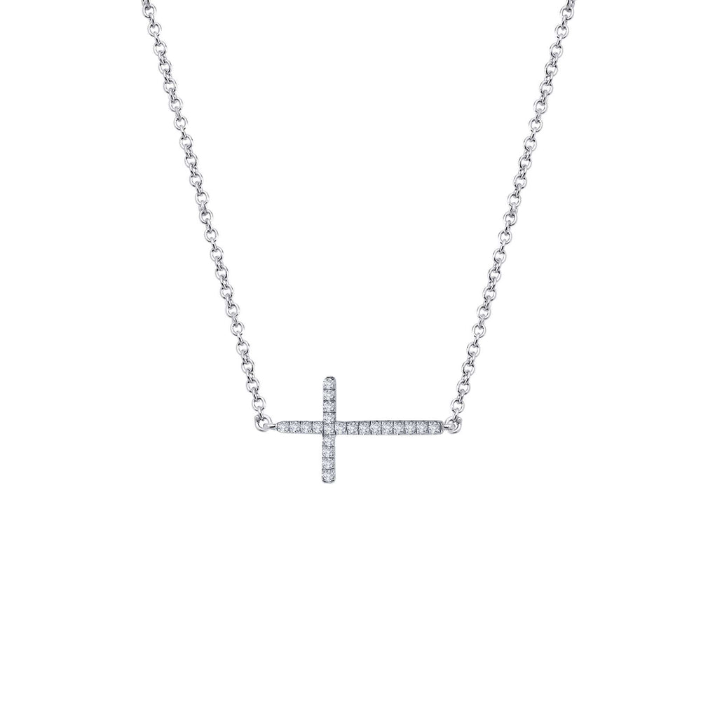 Lafonn Simulated Diamond Sideways Cross Necklace N2001CLP