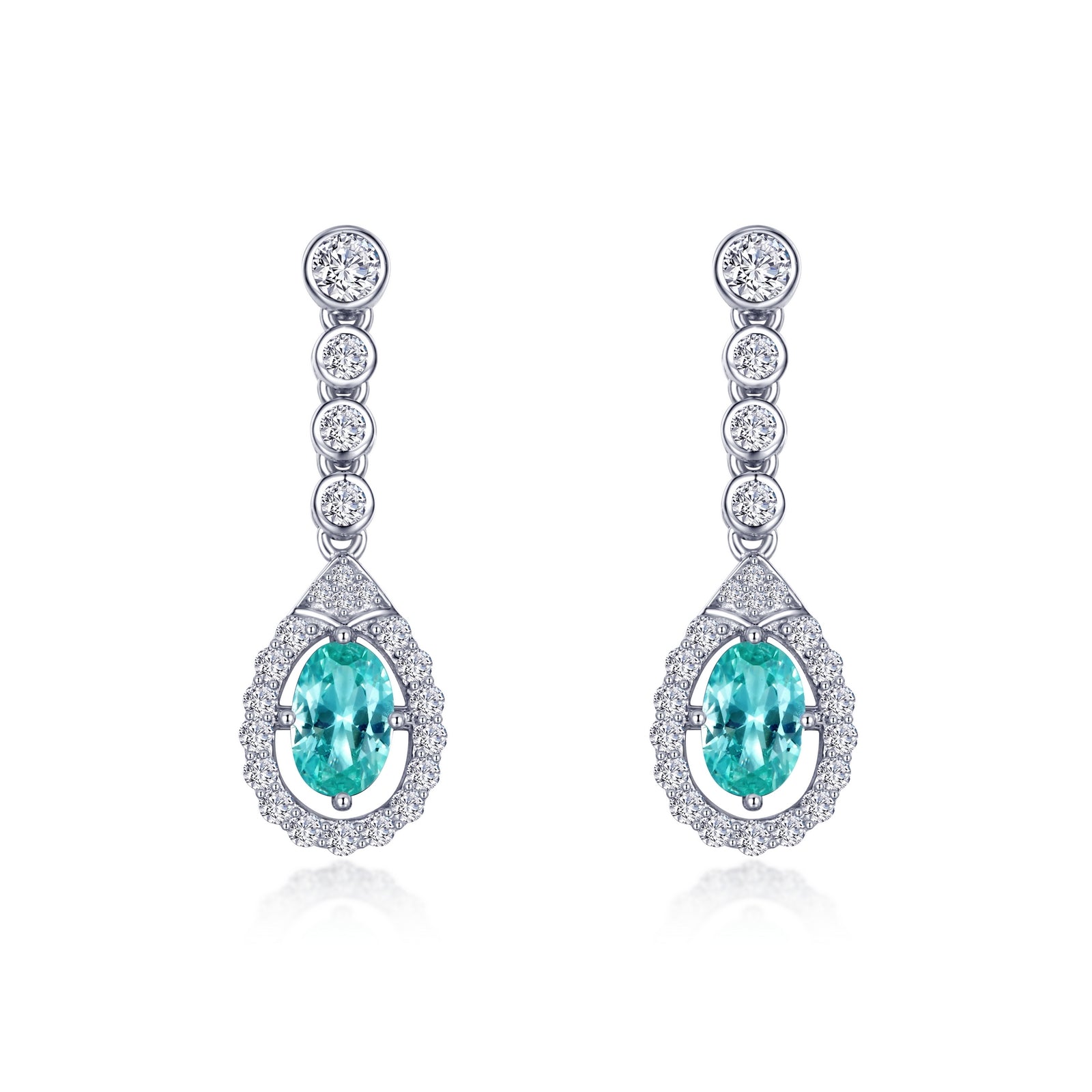 Lafonn Simulated Diamond & Fancy Lab Grown Sapphire Halo Drop Earrings SYE005GP00
