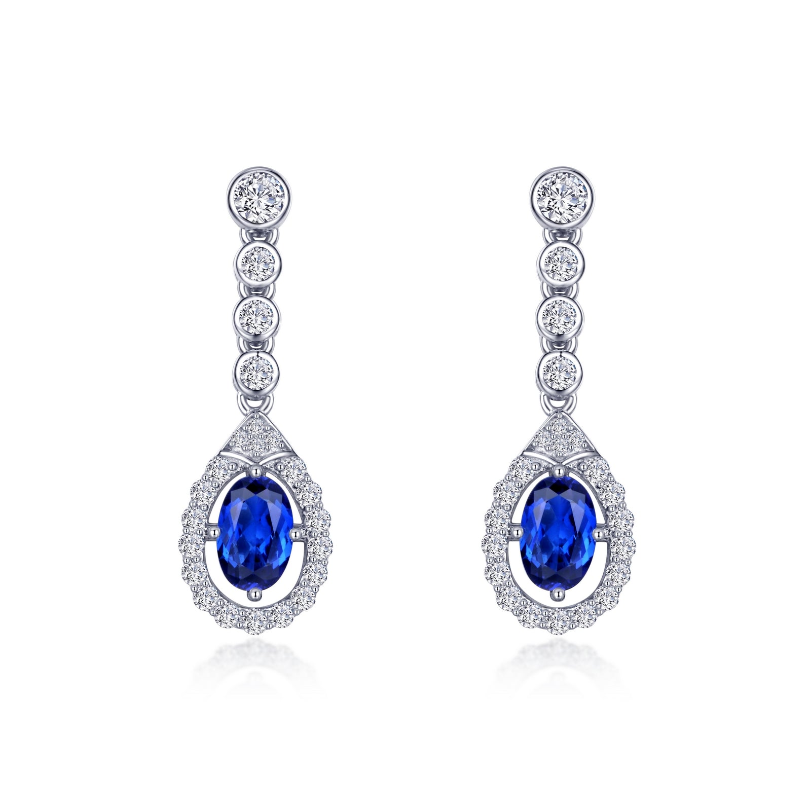 Lafonn Simulated Diamond & Fancy Lab Grown Sapphire Halo Drop Earrings SYE005SP00