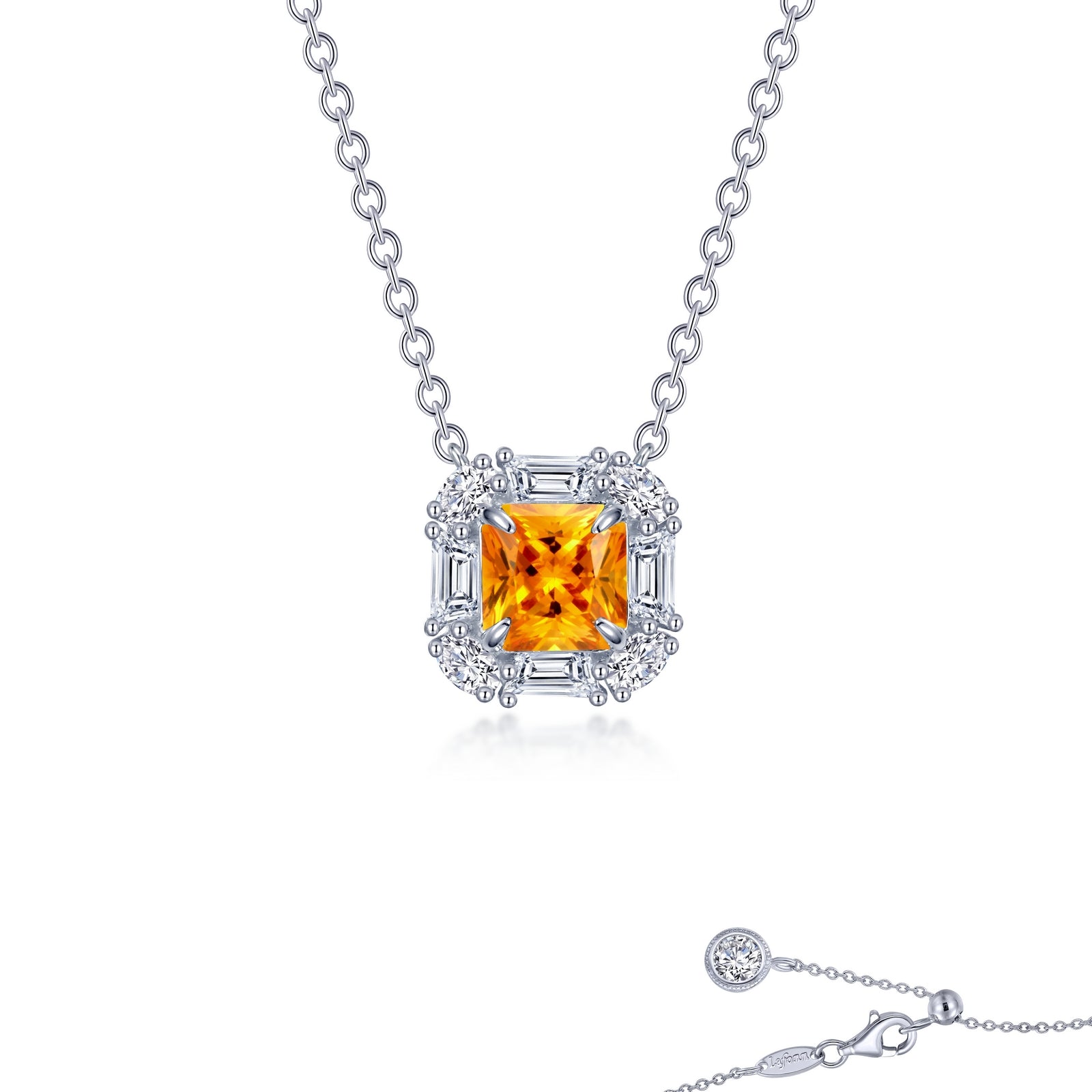 Lafonn Simulated Diamond & Fancy Lab Grown Sapphire Halo Necklace SYN002YP20