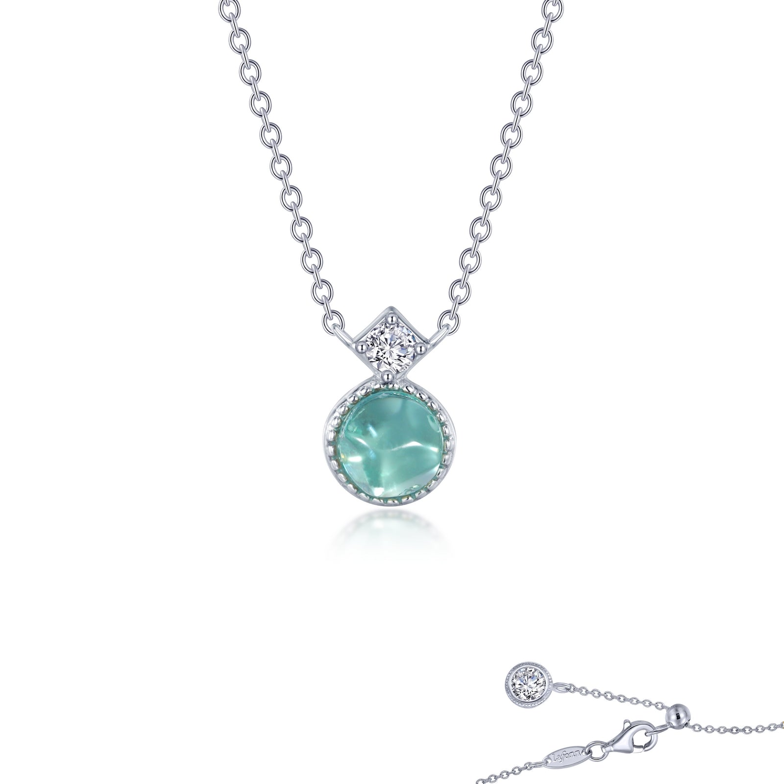 Lafonn Simulated Diamond & Fancy Lab Grown Sapphire Halo Necklace SYN003GP18