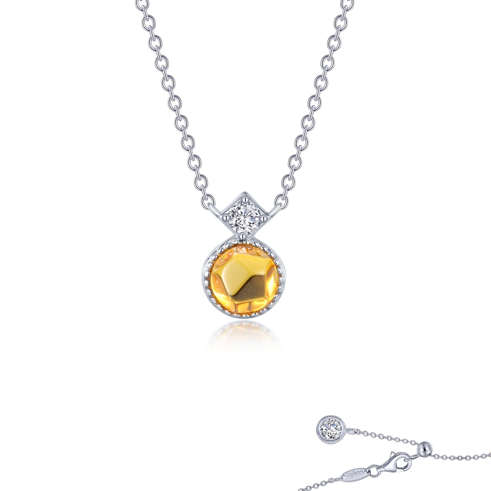 Lafonn Simulated Diamond & Fancy Lab Grown Sapphire Halo Necklace SYN003YP18
