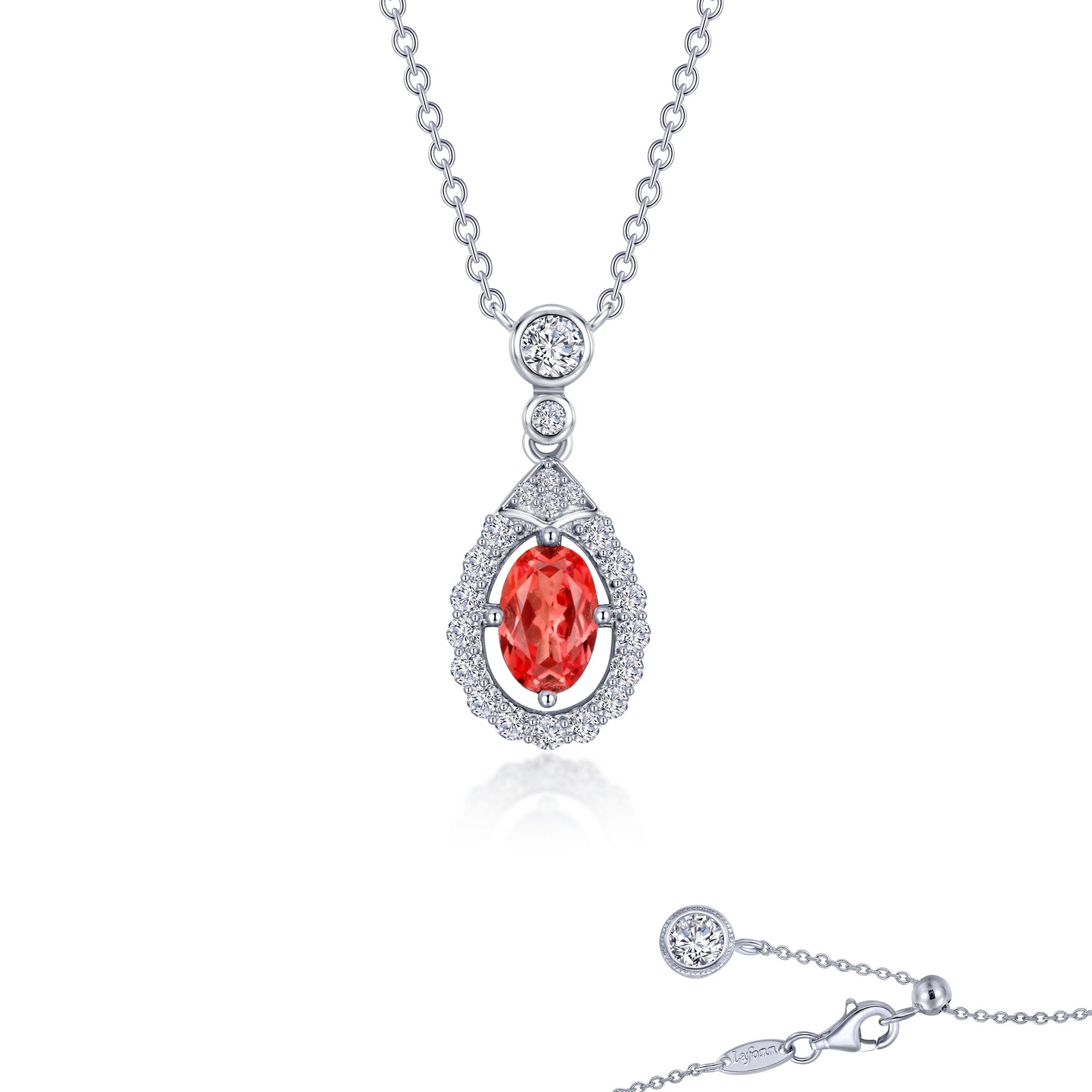 Lafonn Simulated Diamond & Fancy Lab Grown Sapphire Halo Necklace SYN006RP20