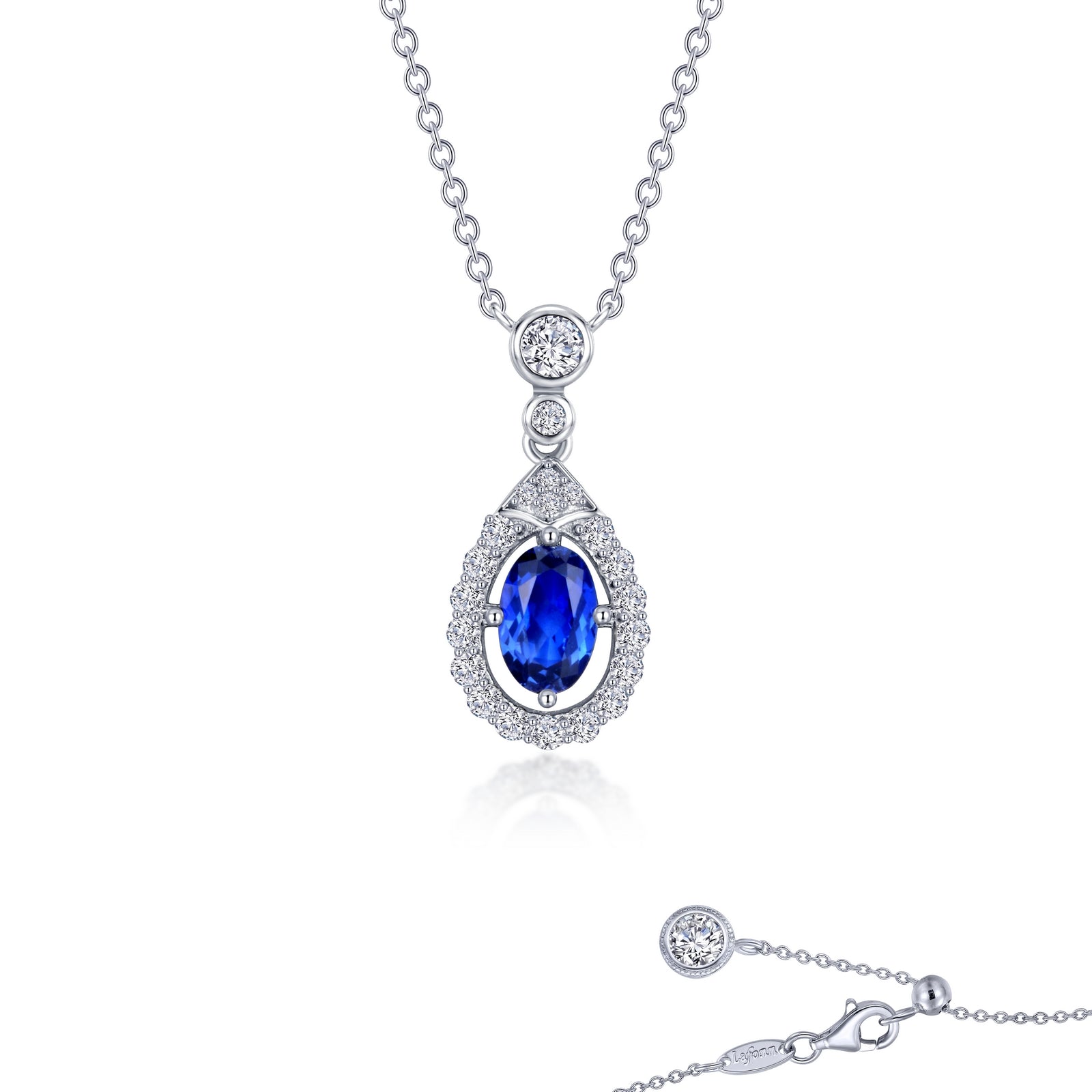 Lafonn Simulated Diamond & Fancy Lab Grown Sapphire Halo Necklace SYN006SP20