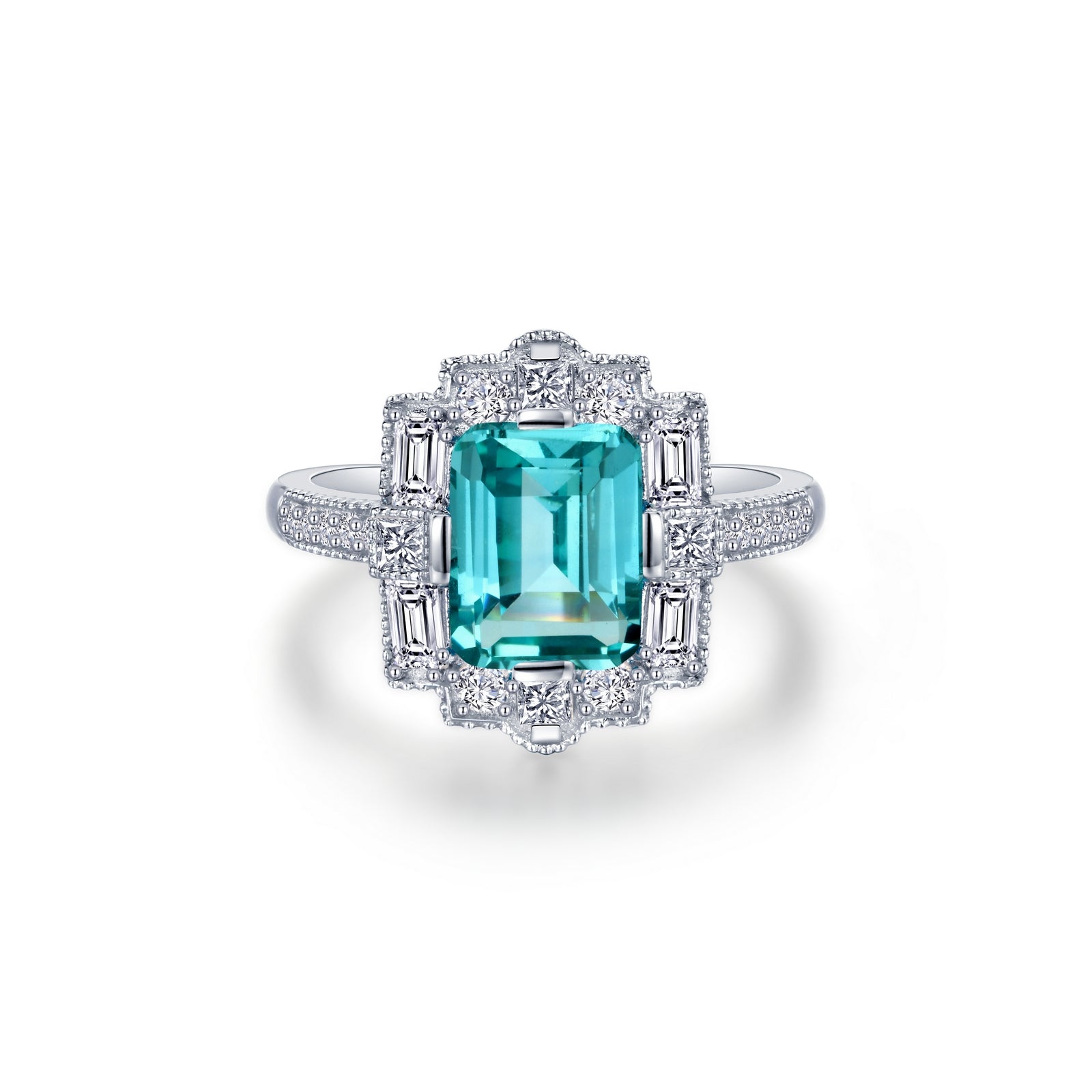 Lafonn Simulated Diamond & Fancy Lab Grown Sapphire Halo Ring SYR009GP