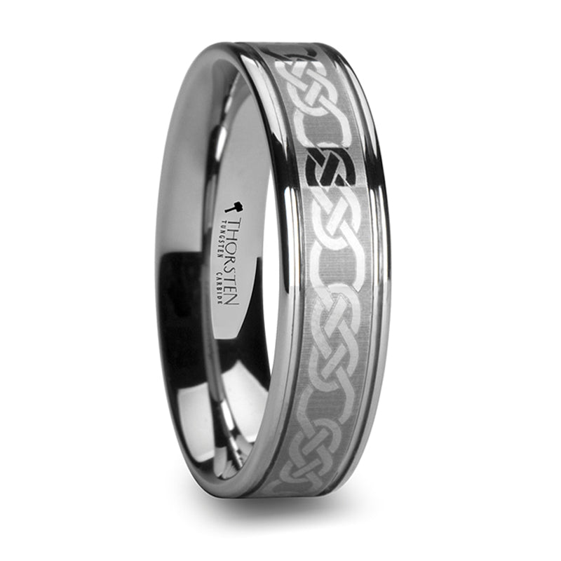 Thorsten Palatine Tungsten Carbide Ring with Celtic Pattern (6-10mm) W278-LE1