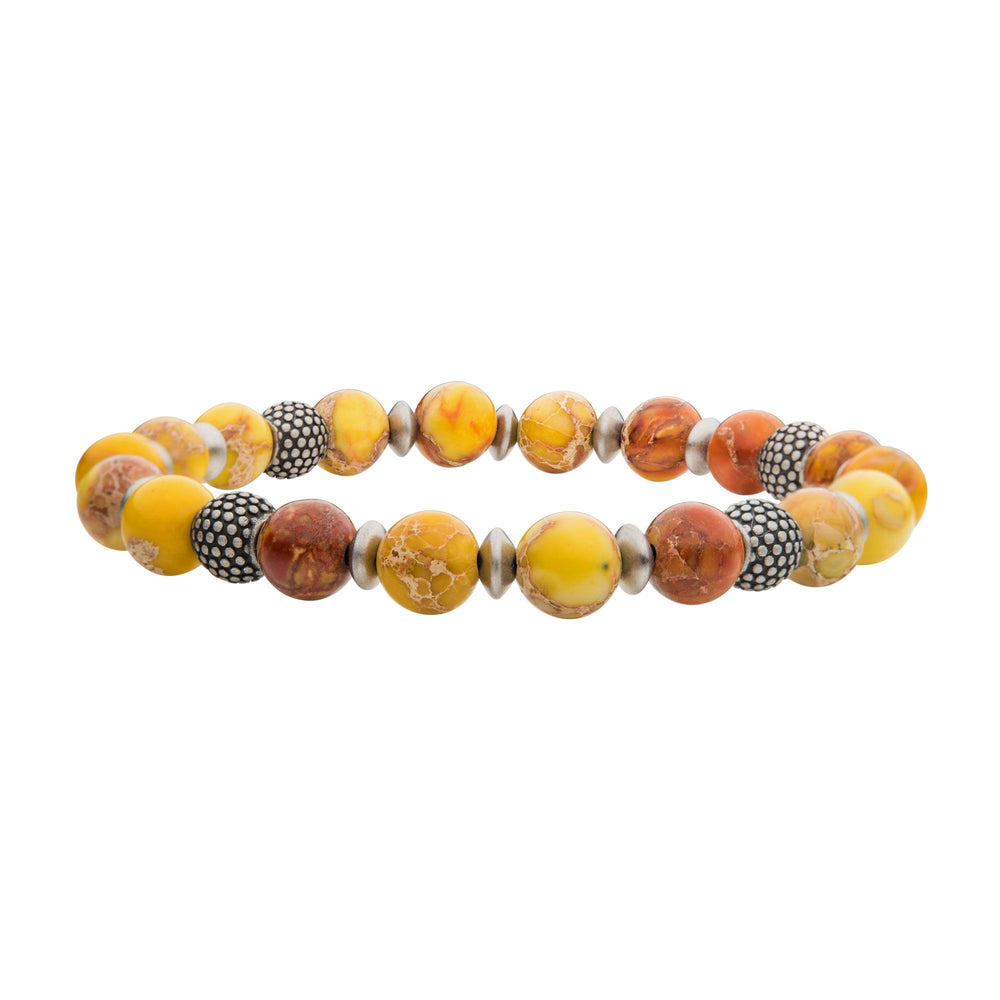 8.5mm Lodolite Stones with Black Oxidized Beads 7.5" Bracelet BR38053