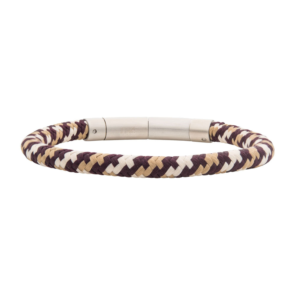6mm Brown, Beige & Dark Brown Nylon Cord Bracelet BRNYLON-BBW