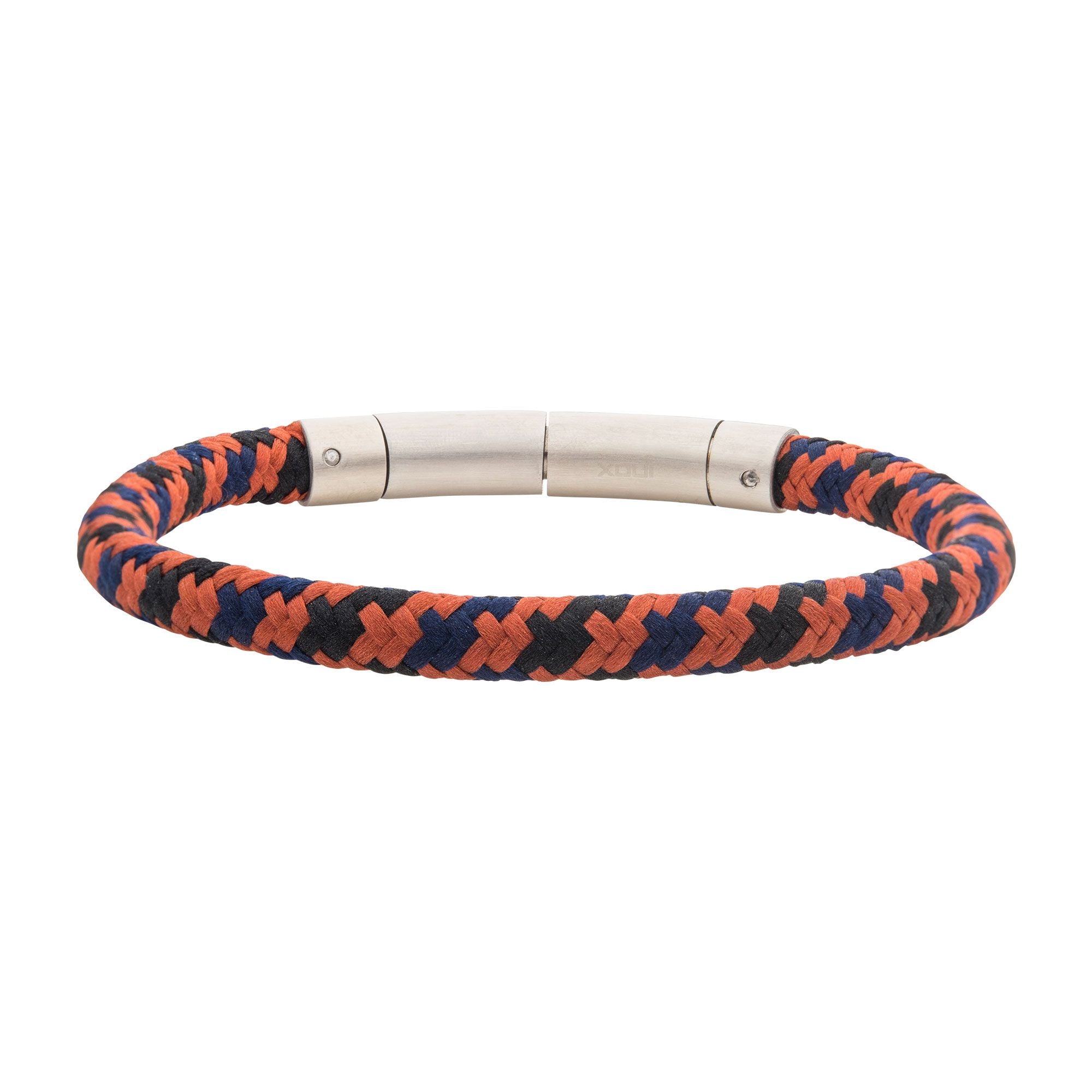 6mm Burnt Orange, Blue & Black Nylon Cord Bracelet BRNYLON-BKR