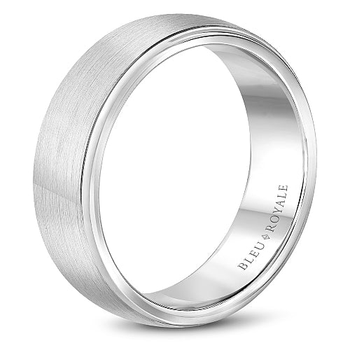 Bleu Royale 7.5MM Wedding Band with Brushed Center and Polished Edges RYL-012W75
