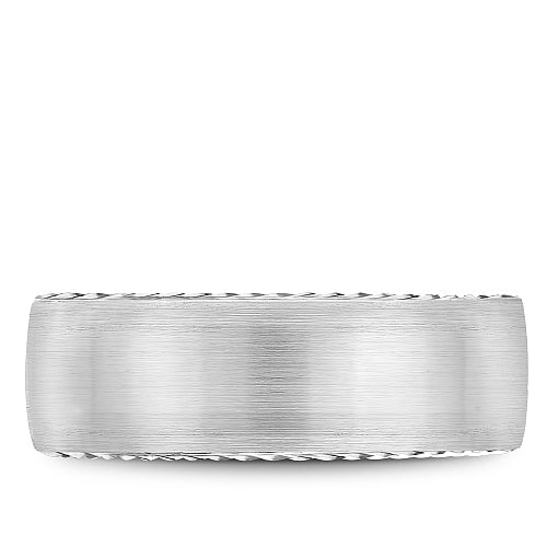 Bleu Royale 8MM Brushed Wedding Band with Milgrain Detail RYL-065W8