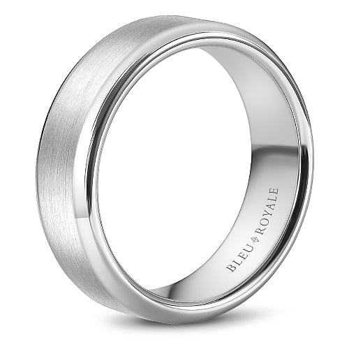 Bleu Royale 7MM Wedding Band with Brushed Center and Beveled Edges RYL-075W7