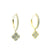 14K Yellow Gold 0.60cttw. Diamond Clover Dangle Huggie Hoop Earrings