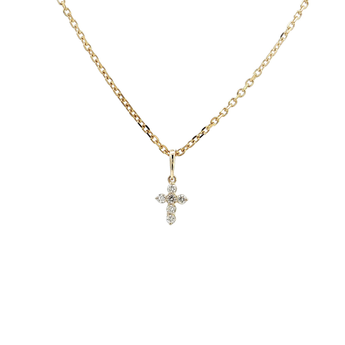 14K Yellow Gold Diamond Mini Cross Pendant