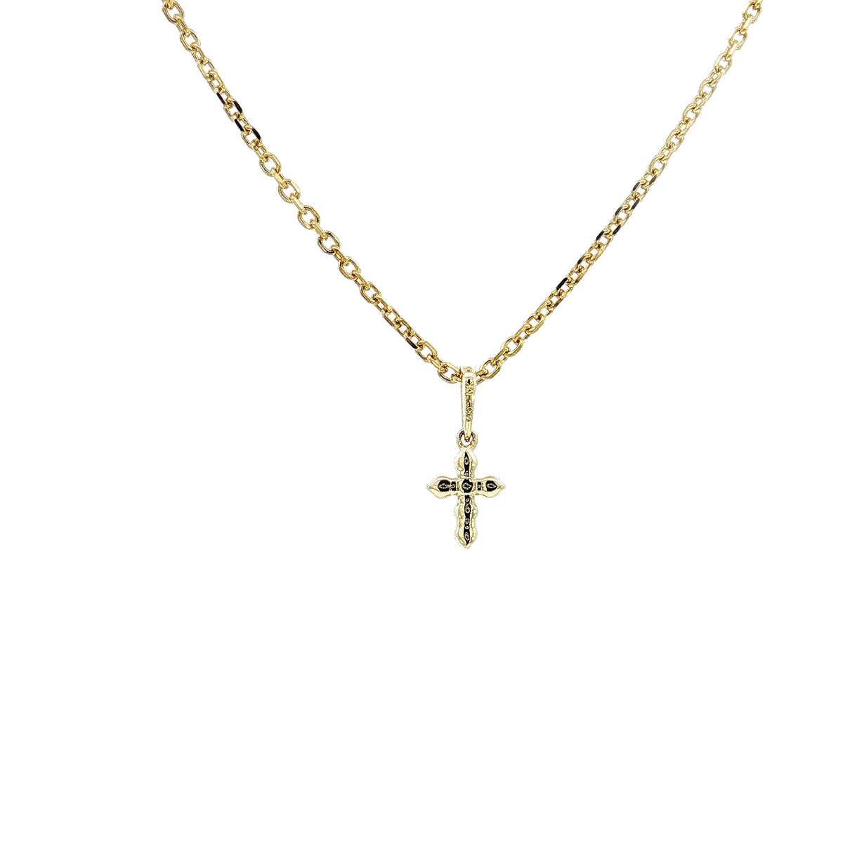 14K Yellow Gold Diamond Mini Cross Pendant