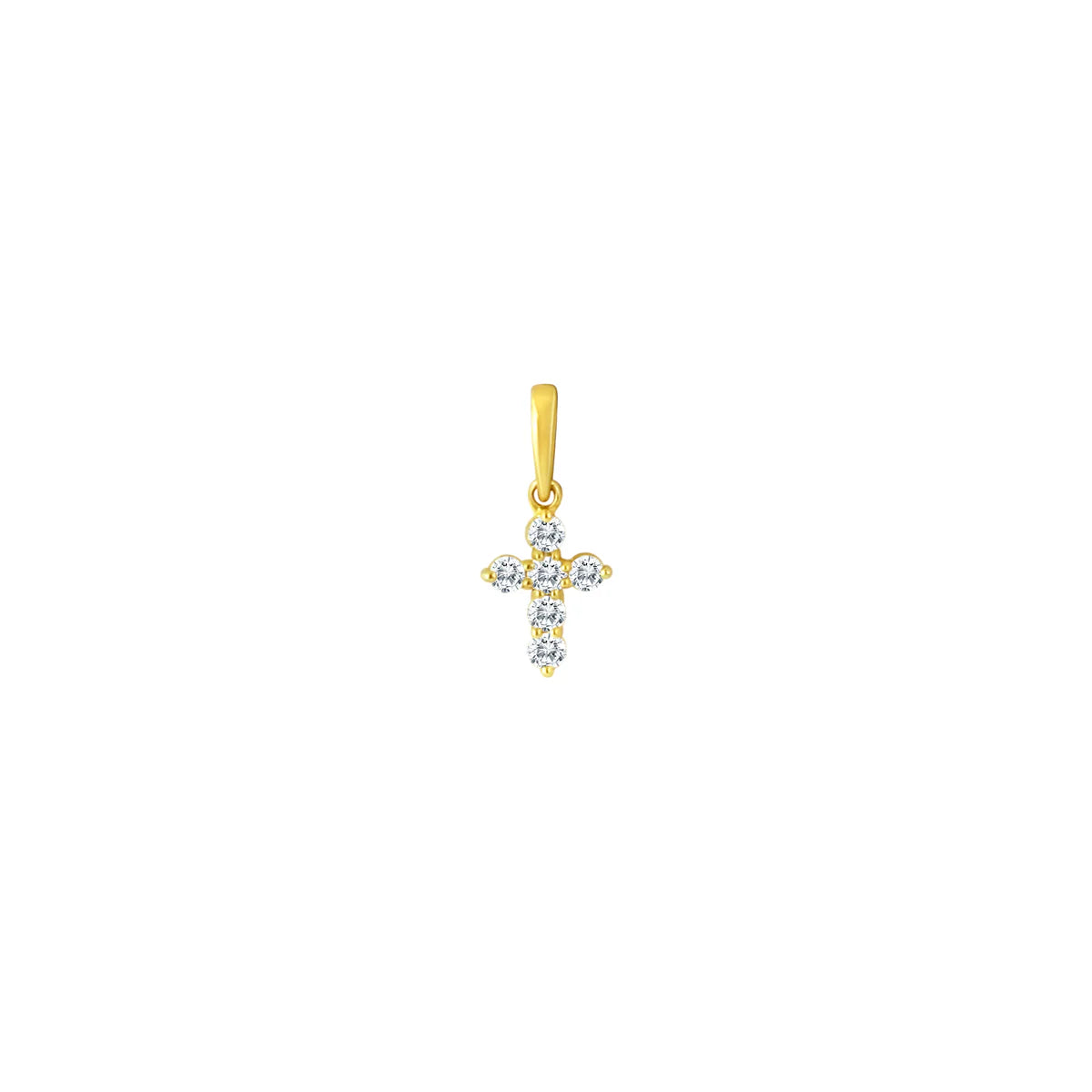 14K Yellow Gold Diamond Mini Cross Pendant