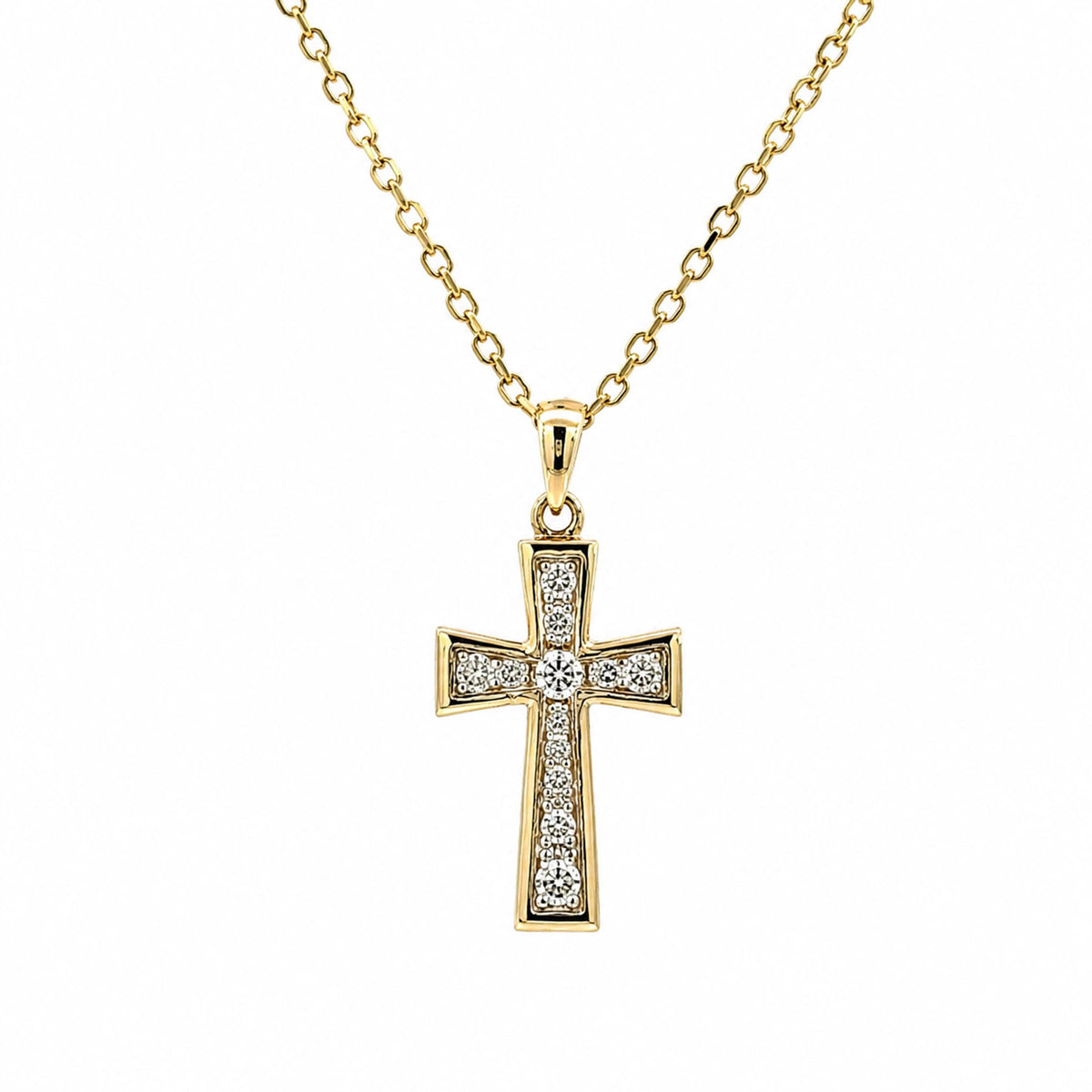 14K Yellow Gold 0.20cttw. Diamond Cross Pendant