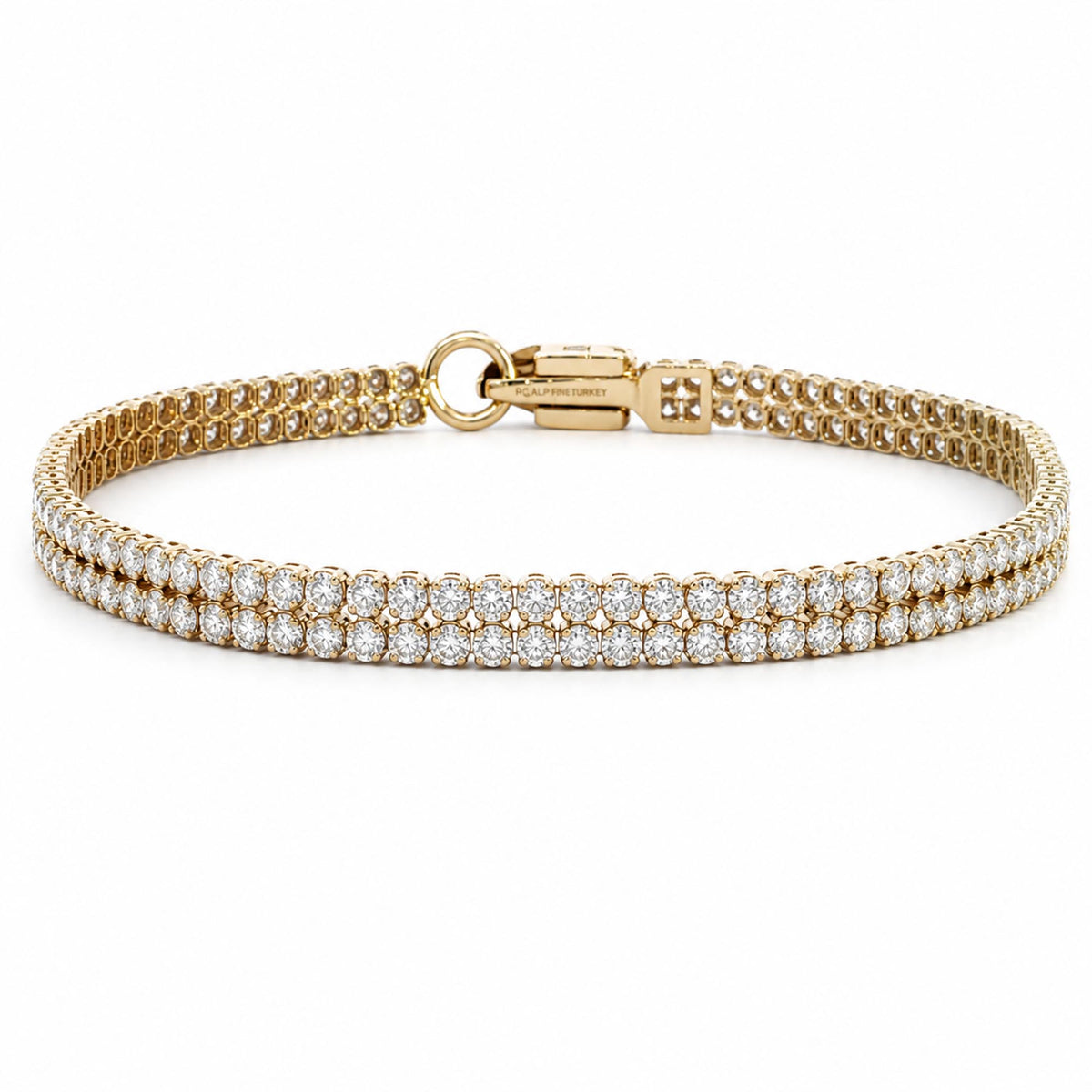 14K Yellow Gold 3.80cttw. Diamond Double Row Tennis Bracelet