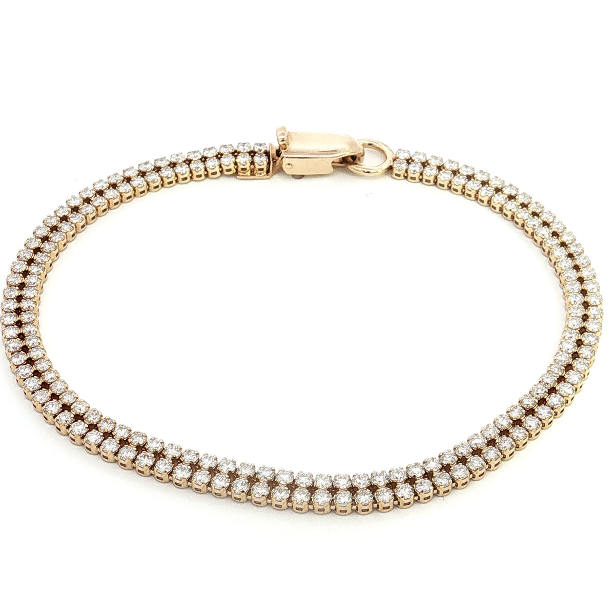 14K Yellow Gold 3.80cttw. Diamond Double Row Tennis Bracelet