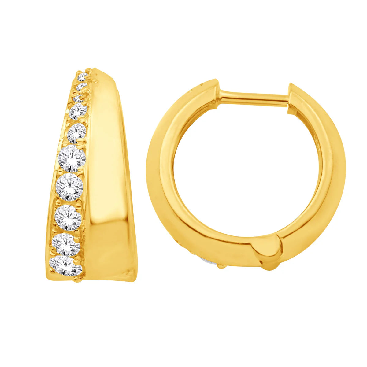 14K Yellow Gold 0.55cttw. Diamond Huggie Hoop Earrings