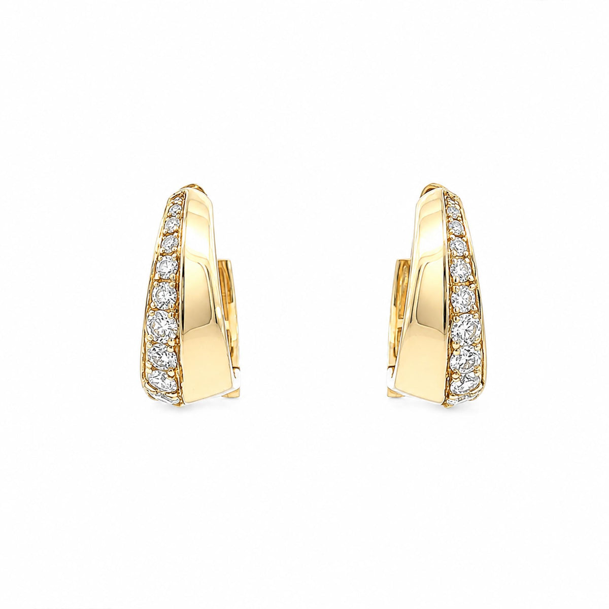 14K Yellow Gold 0.55cttw. Diamond Huggie Hoop Earrings