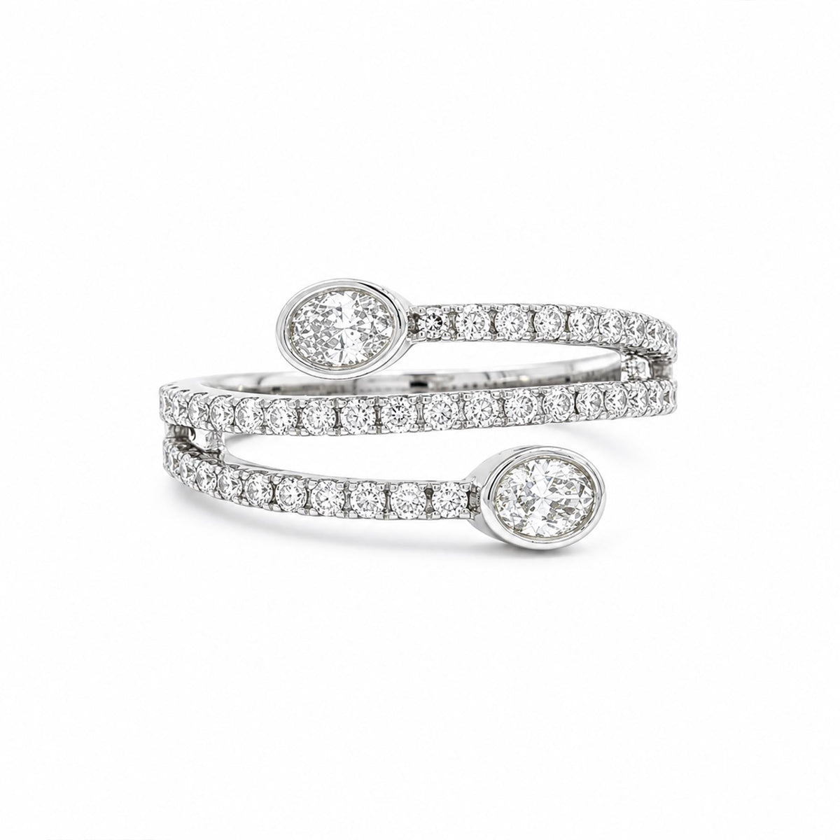 14K White Gold 0.77cttw. Diamond Multi Row Wrap Fashion Ring