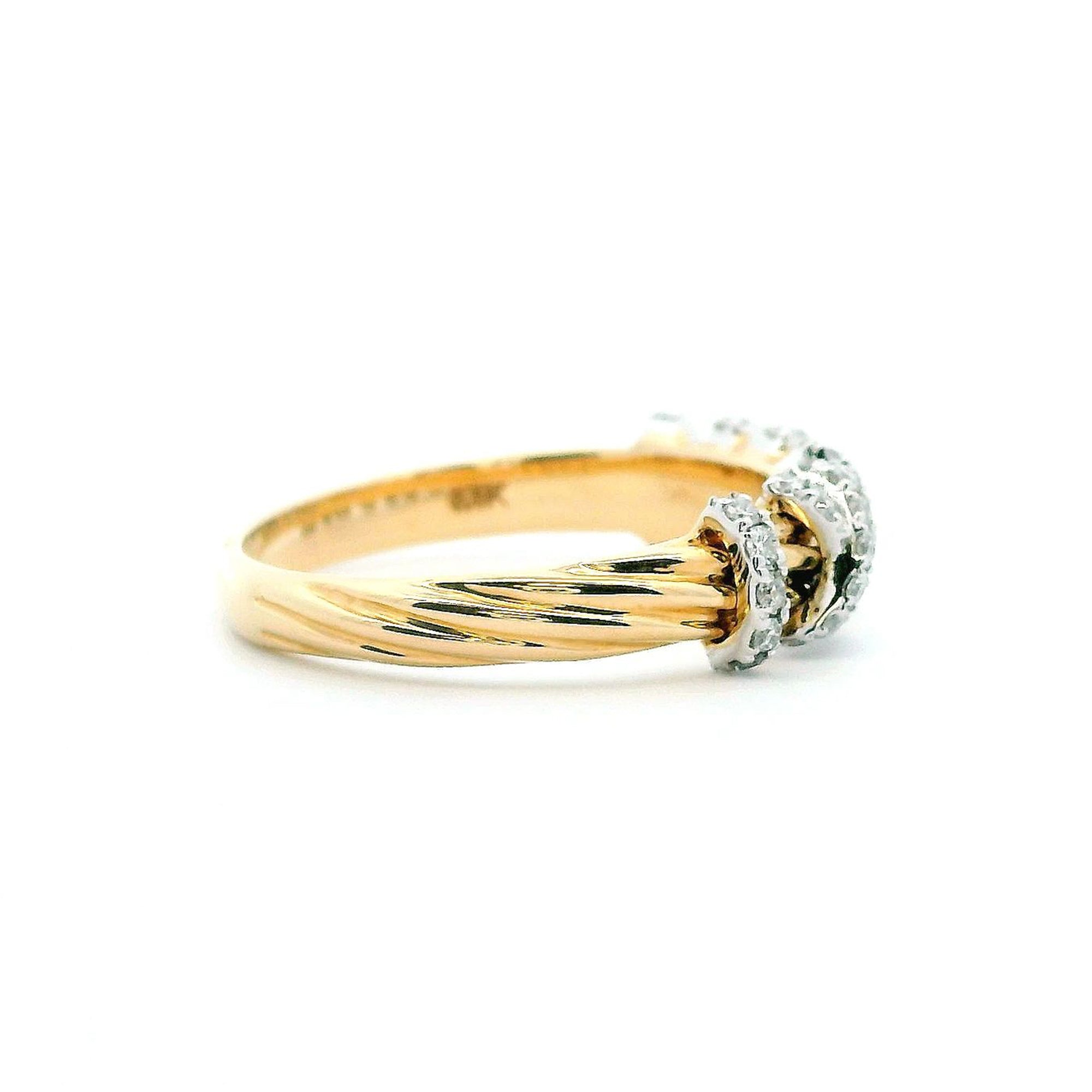 14K Two-Tone Gold 0.30cttw. Diamond Wrap Over Twist Fashion Ring