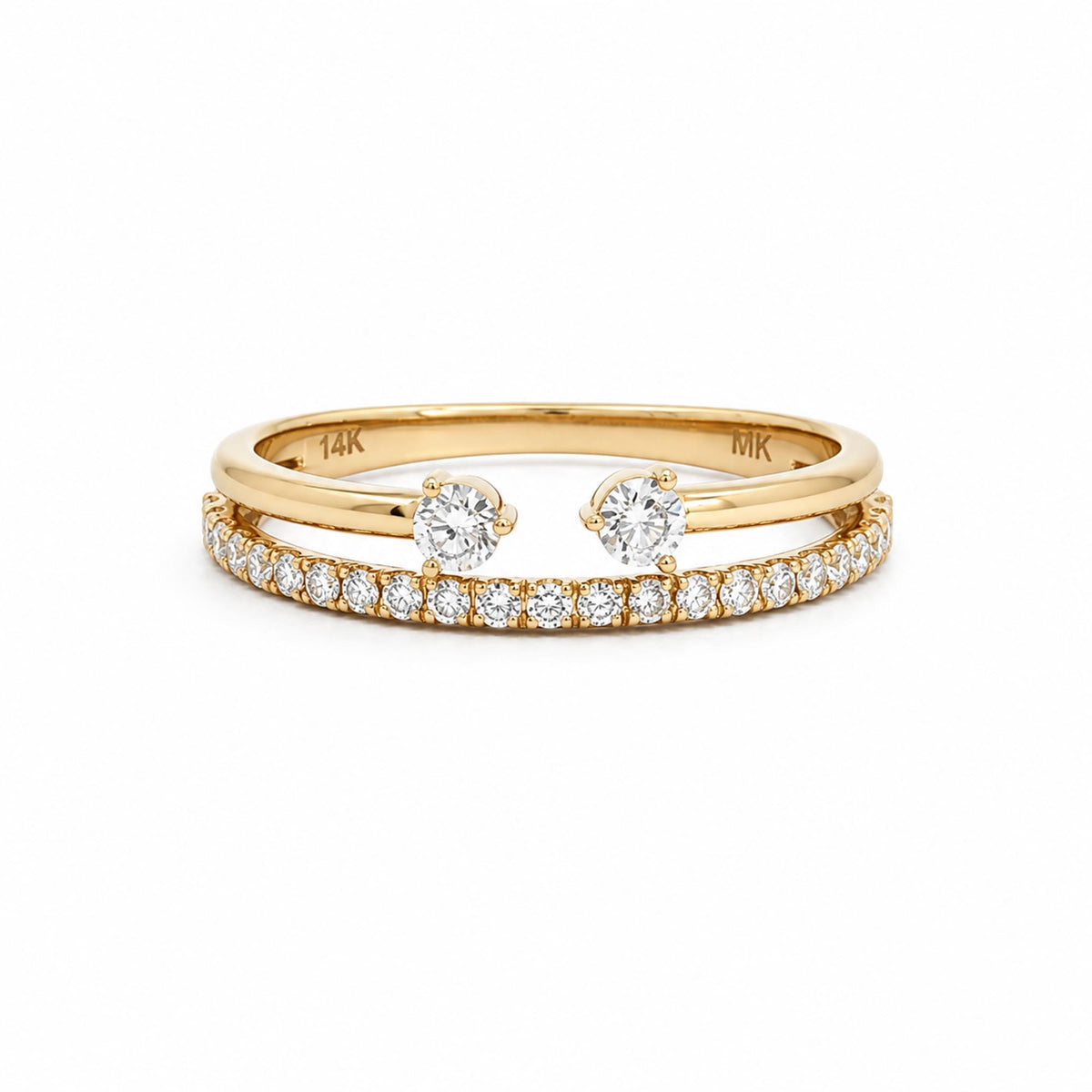 14K Yellow Gold 0.37cttw. Diamond Two Band Fashion Ring