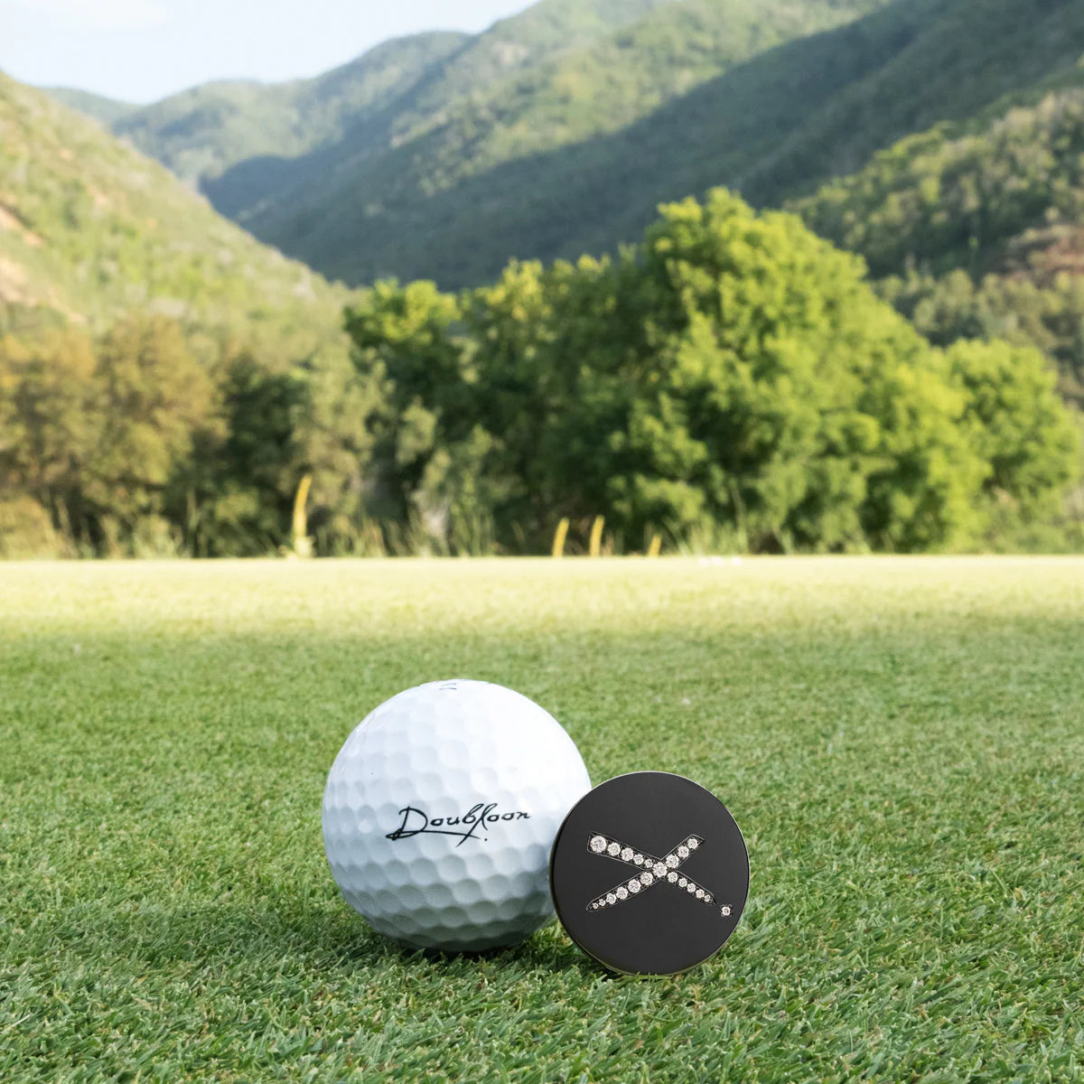 The Majesty - Black Titanium &amp; Lab Grown Diamond Doubloon Golf Ball Marker