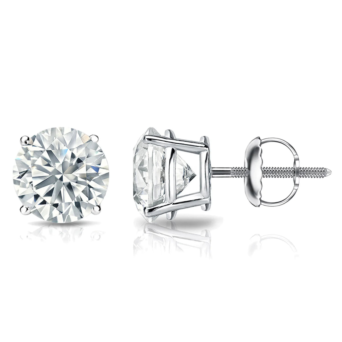 1 Carat Round 14K White Gold 4 Prong Basket Set Diamond Solitaire Stud Earrings (Valentine&#39;s Day Special)