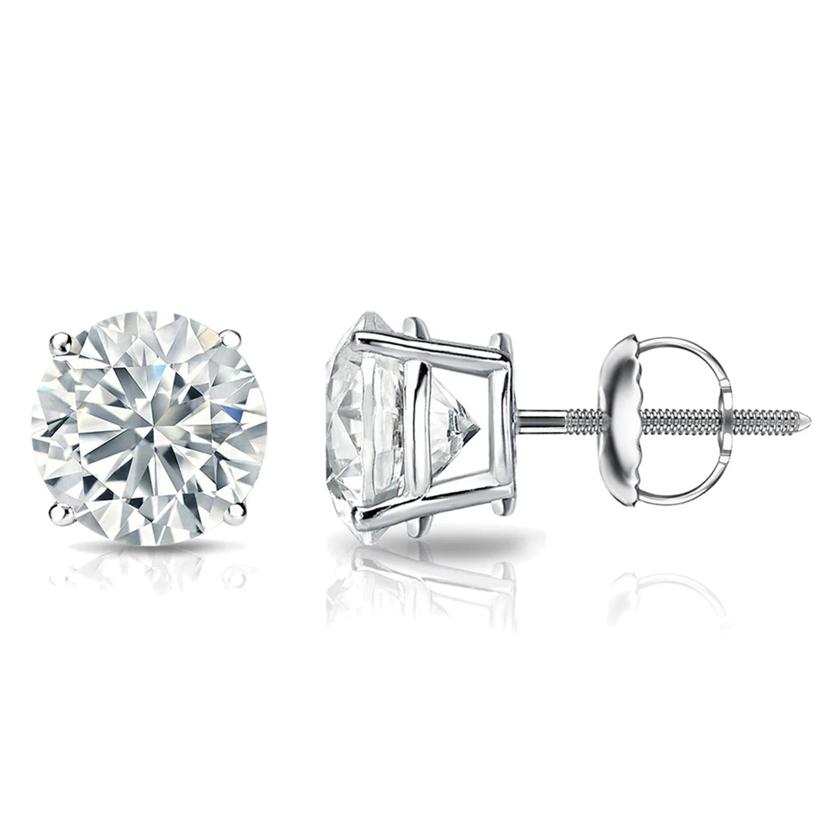 1/4 Carat Round 14K White Gold 4 Prong Basket Set Diamond Solitaire Stud Earrings