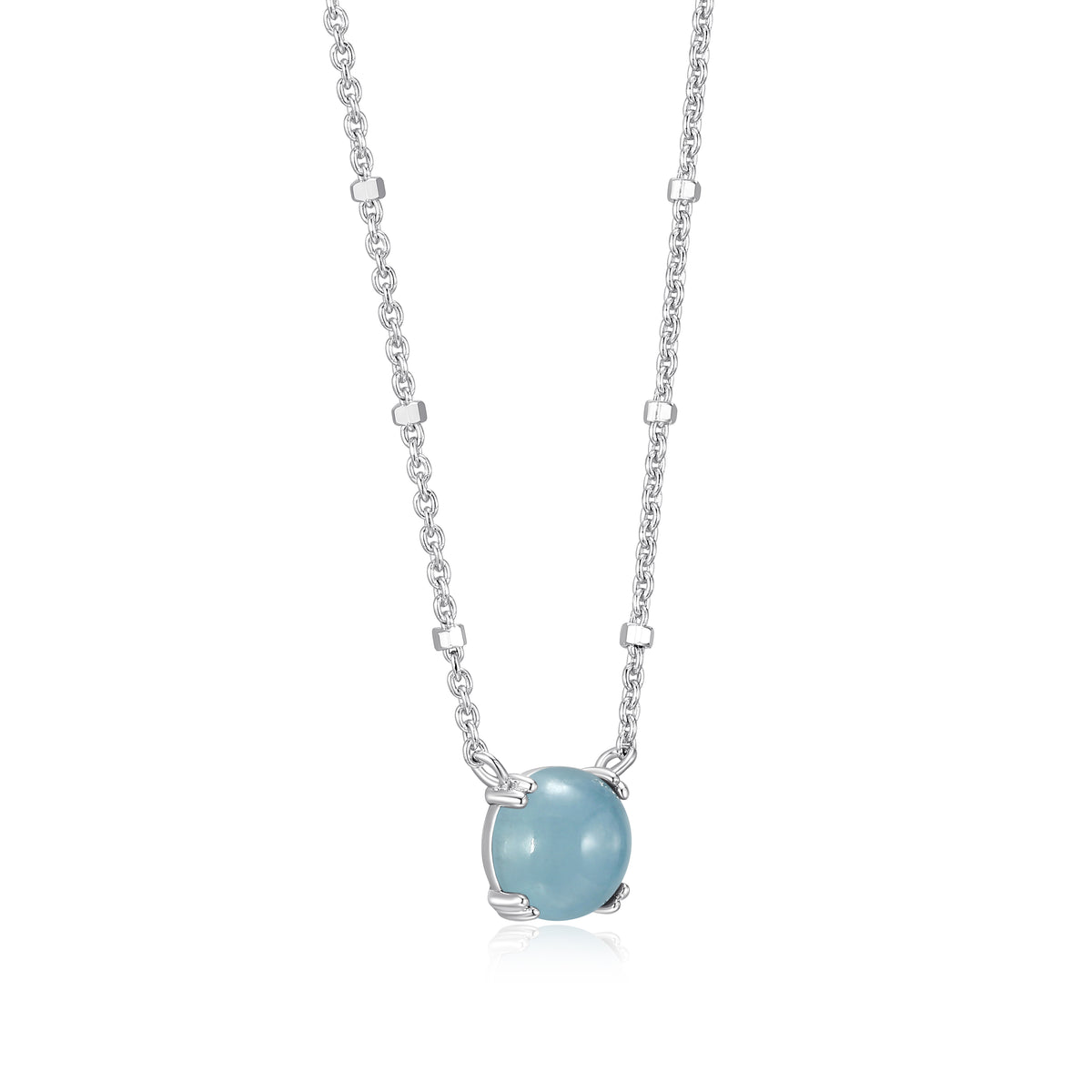 Samuel B. Aquamarine Solitaire Birthstone Sparkle Necklace - March
