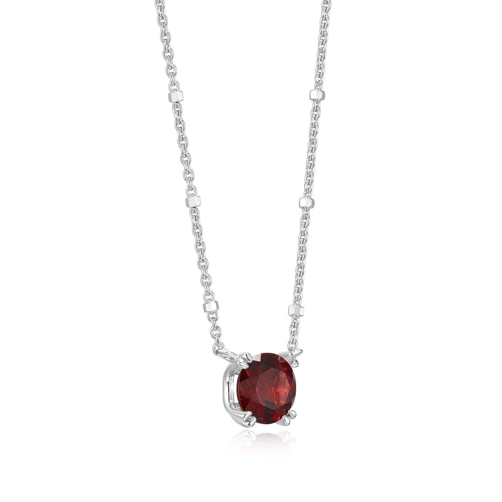 Samuel B. Garnet Solitaire Birthstone Sparkle Necklace - January