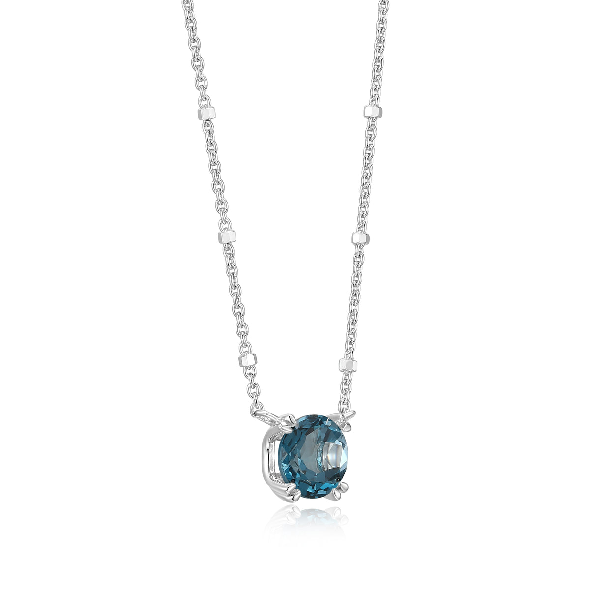 Samuel B. London Blue Topaz Solitaire Birthstone Sparkle Necklace - December