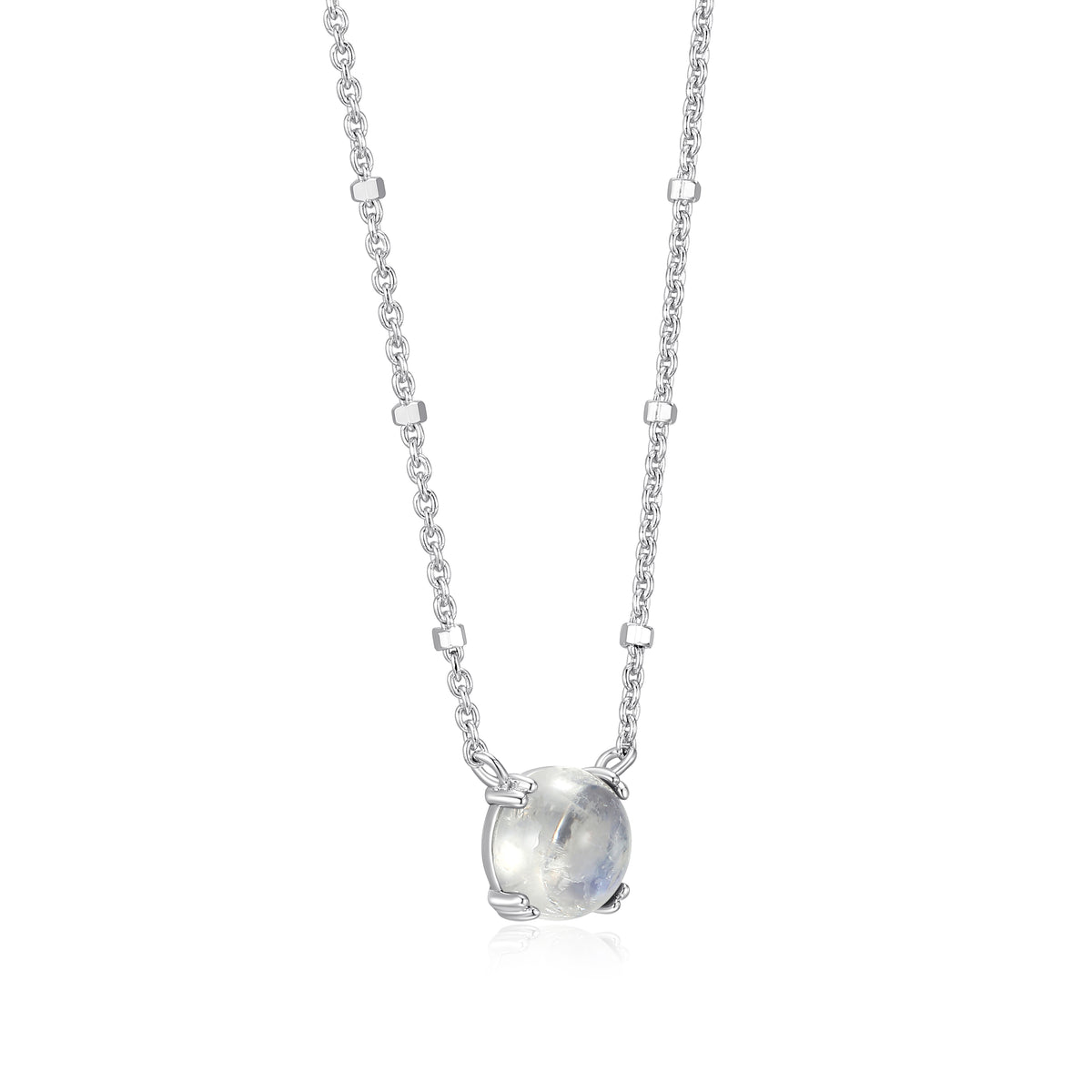 Samuel B. Rainbow Moonstone Solitaire Birthstone Sparkle Necklace - June