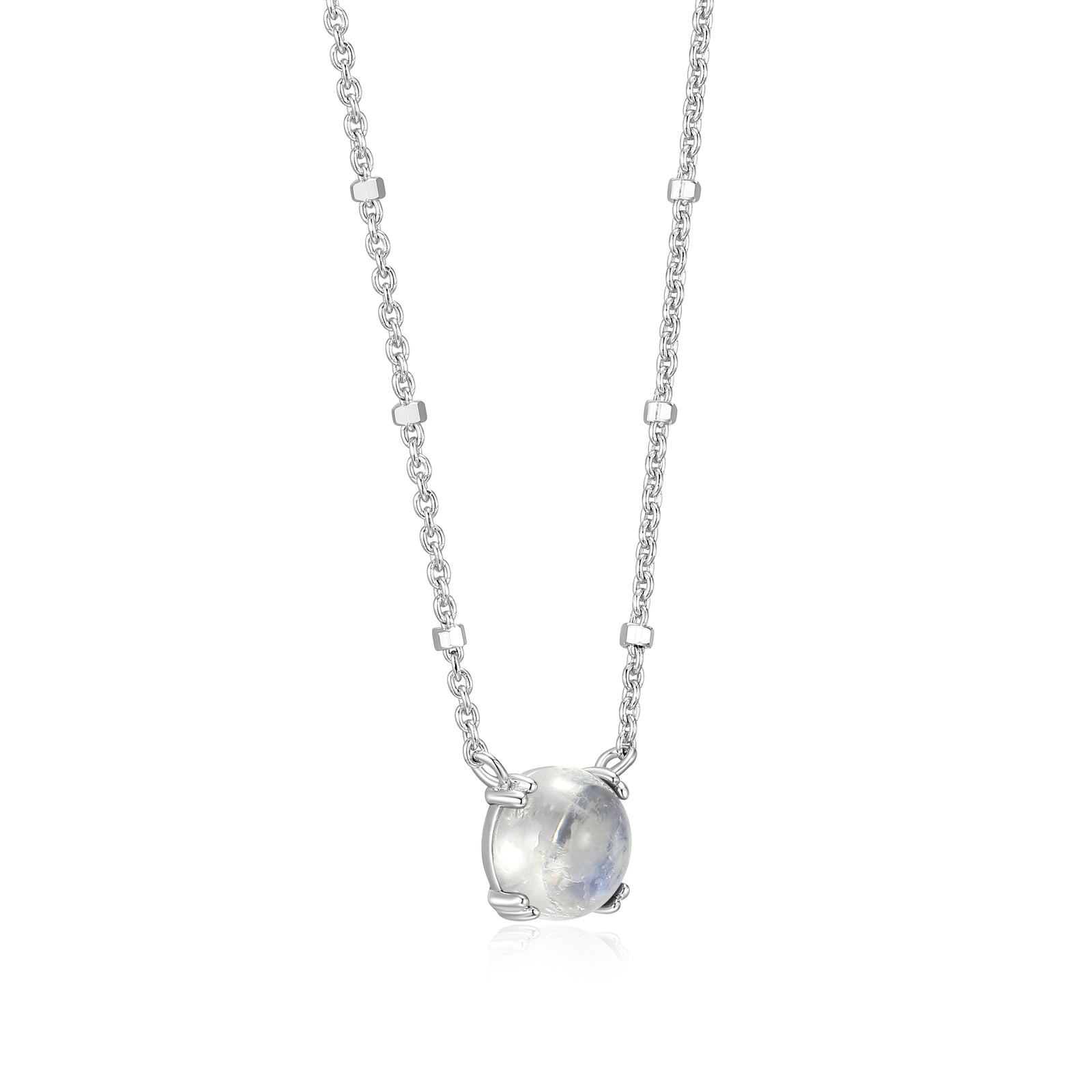 Samuel B. Rainbow Moonstone Solitaire Birthstone Sparkle Necklace - June