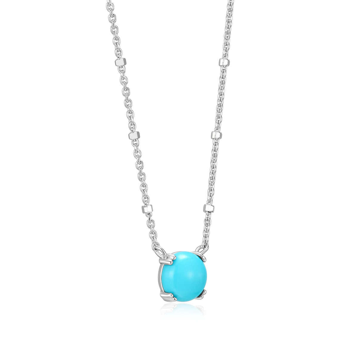Samuel B. Sleeping Beauty Turquoise Solitaire Sparkle Necklace
