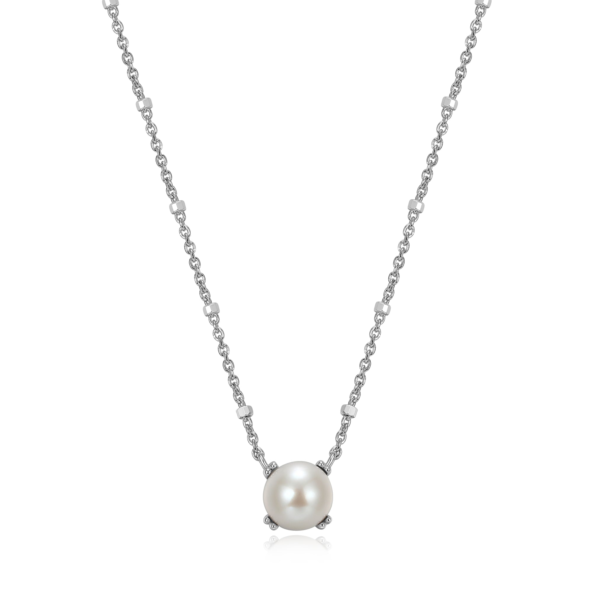 Samuel B. White Pearl Solitaire Birthstone Sparkle Necklace - June