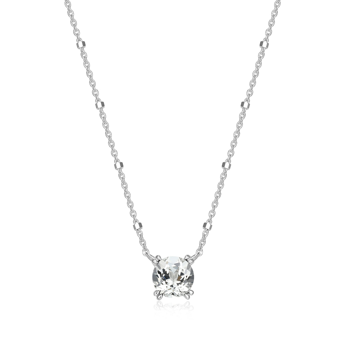 Samuel B. White Topaz Solitaire Birthstone Sparkle Necklace - April