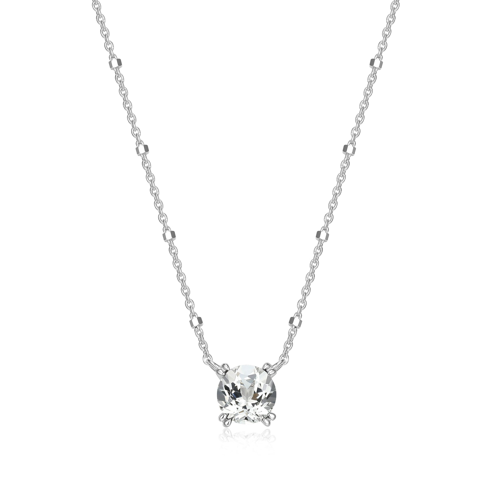 Samuel B. White Topaz Solitaire Birthstone Sparkle Necklace - April