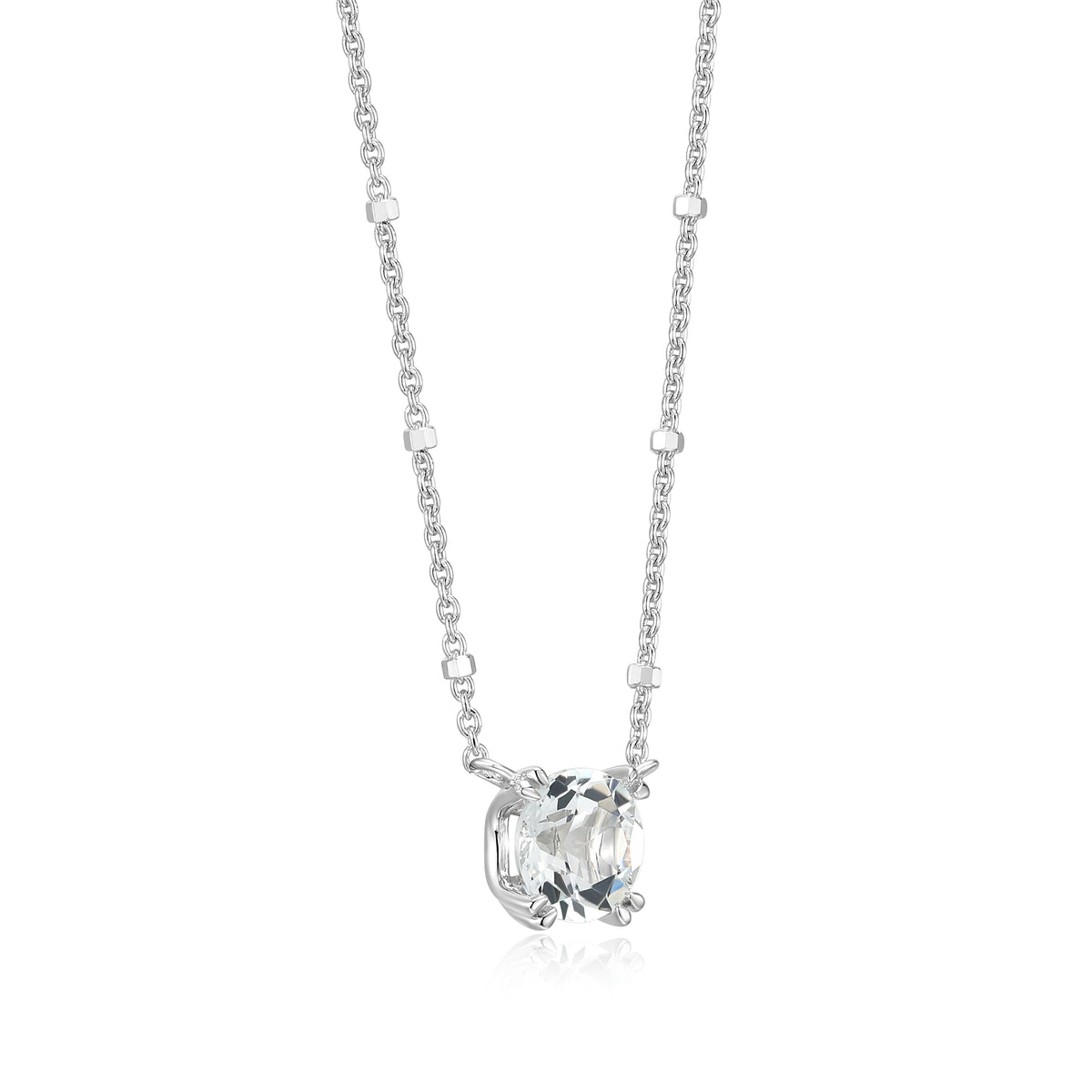 Samuel B. White Topaz Solitaire Birthstone Sparkle Necklace - April