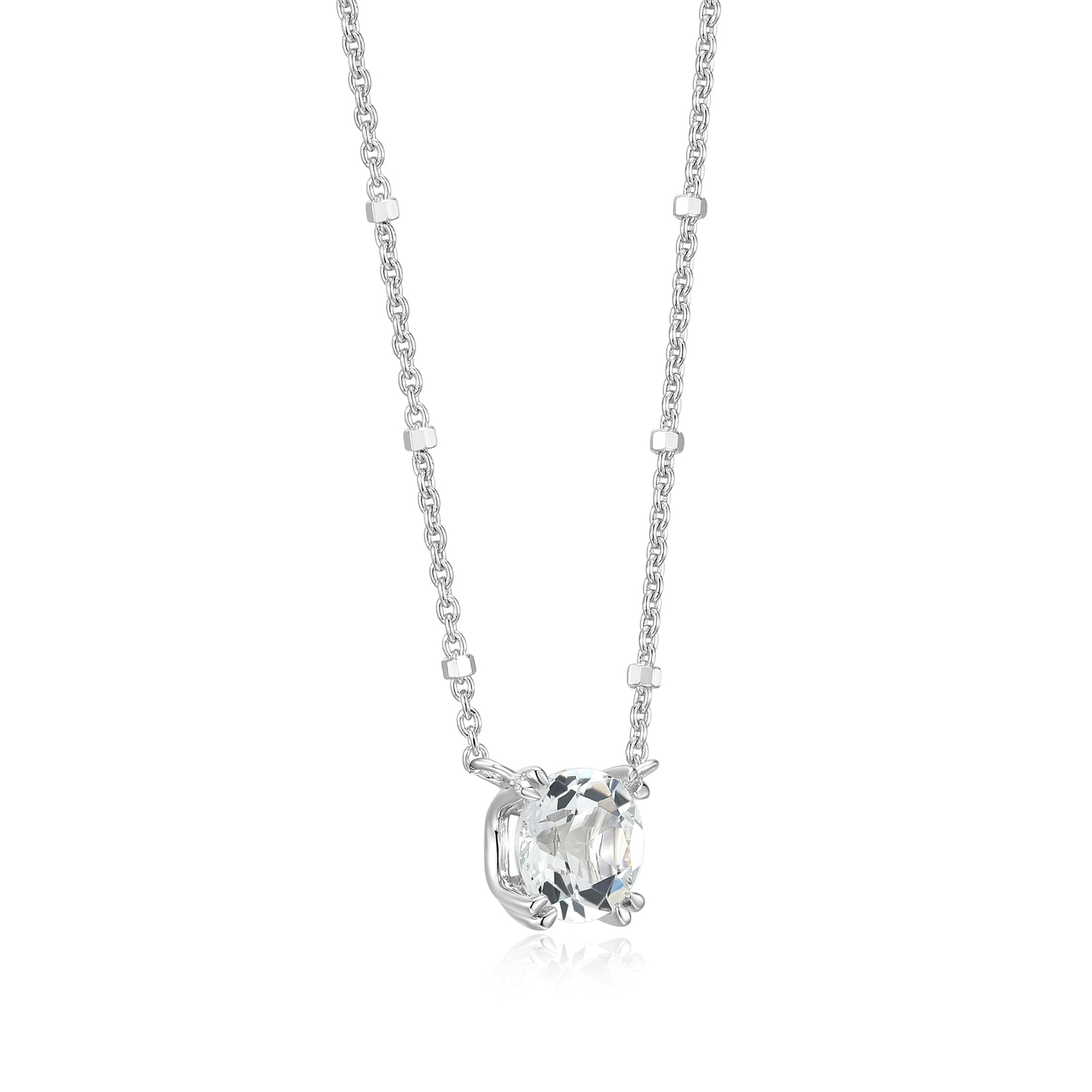 Samuel B. White Topaz Solitaire Birthstone Sparkle Necklace - April