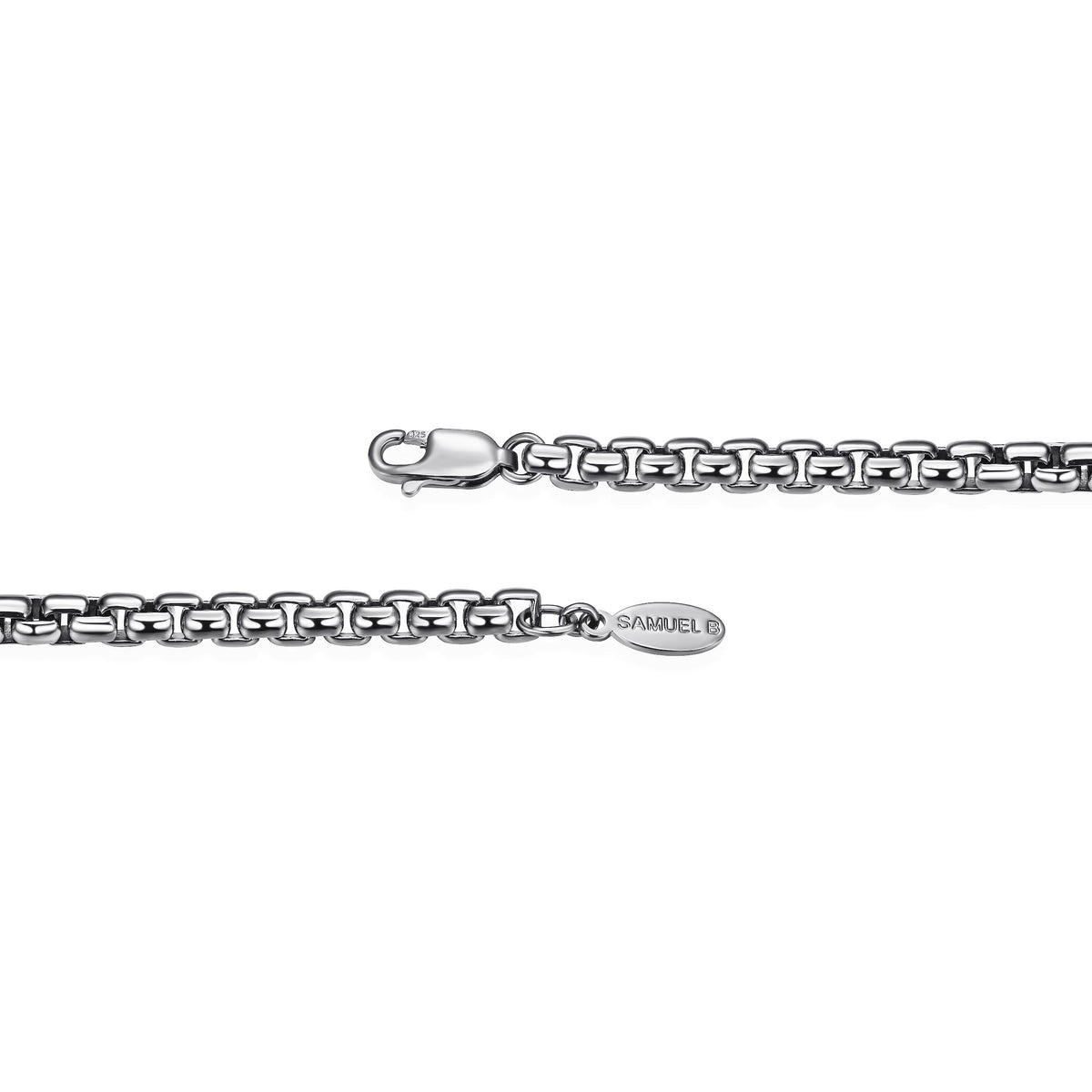 Samuel B. Rhodium Sterling Silver Round Box Chain Bracelet