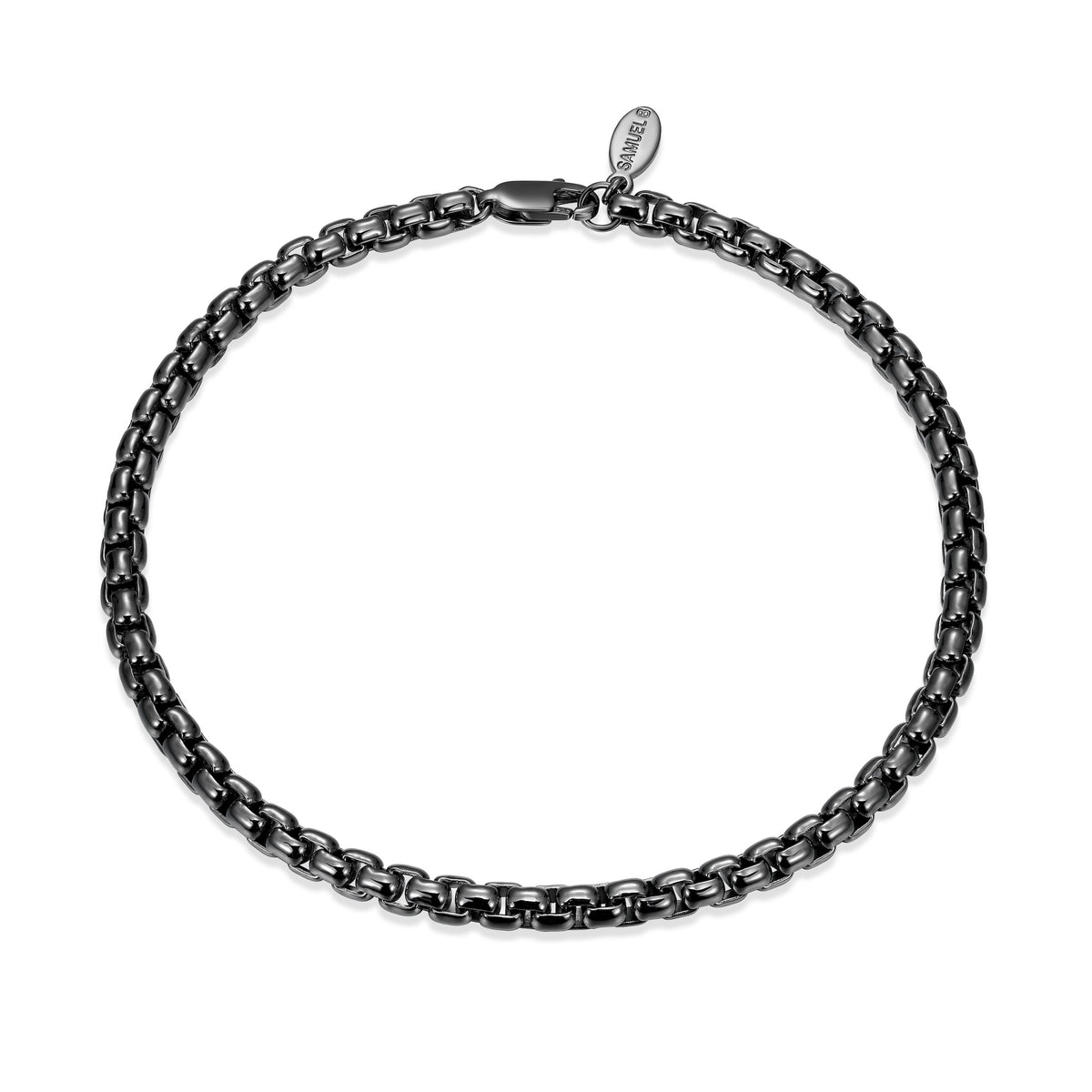 Samuel B. Gunmetal Sterling Silver Round Box Chain Bracelet