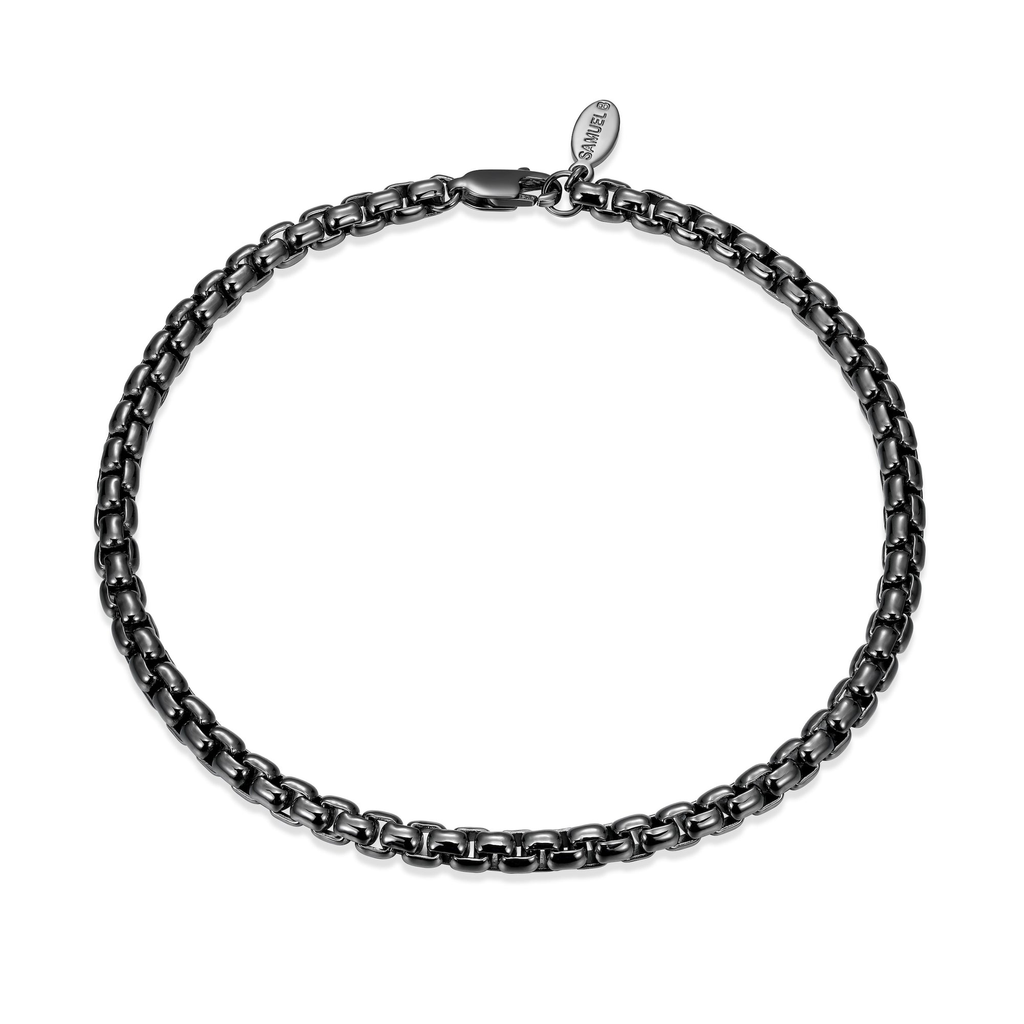 Samuel B. Gunmetal Sterling Silver Round Box Chain Bracelet