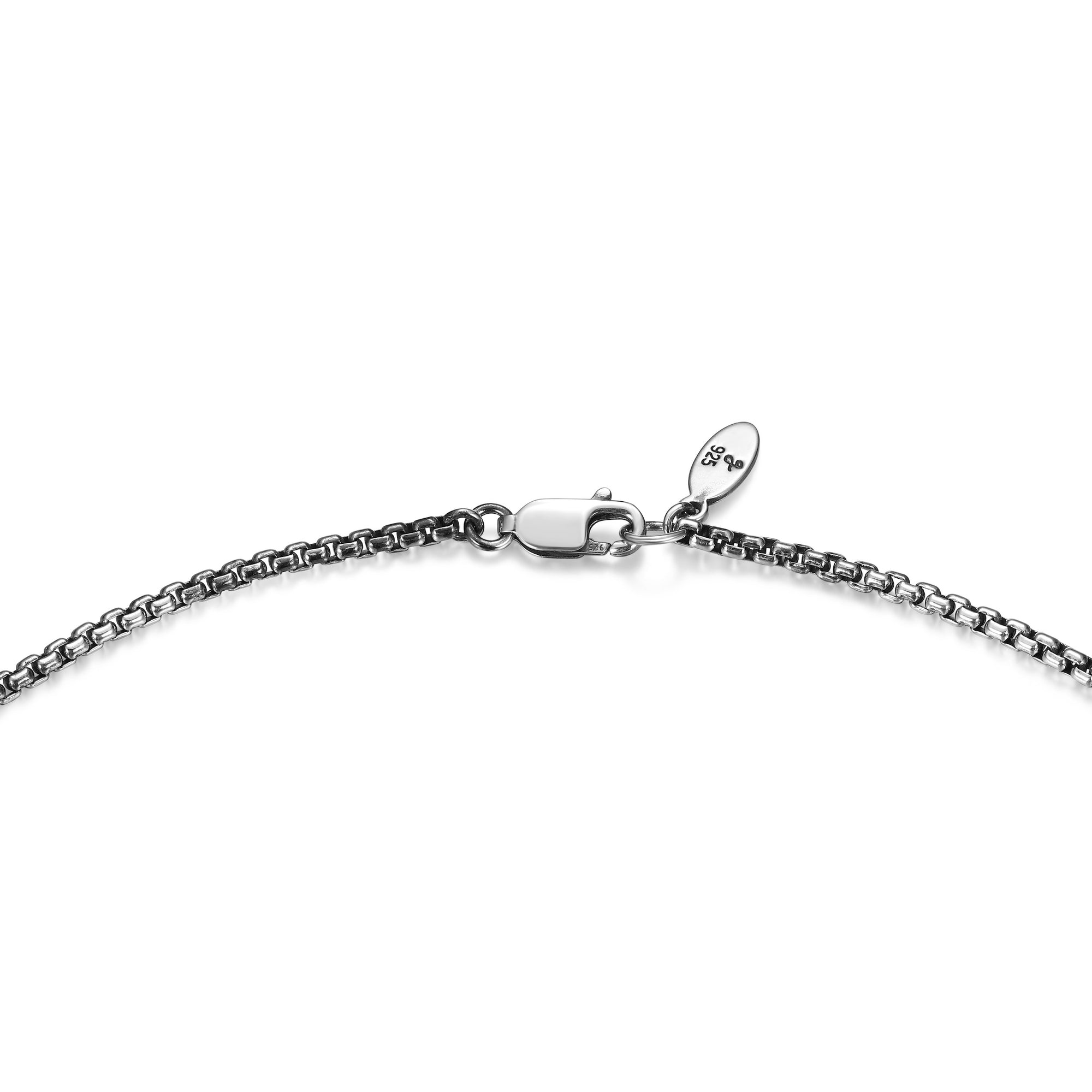 Samuel B. Jack Dog Tag Sterling Silver Black Picasso Pendant w/ 22" Round Box Link Chain