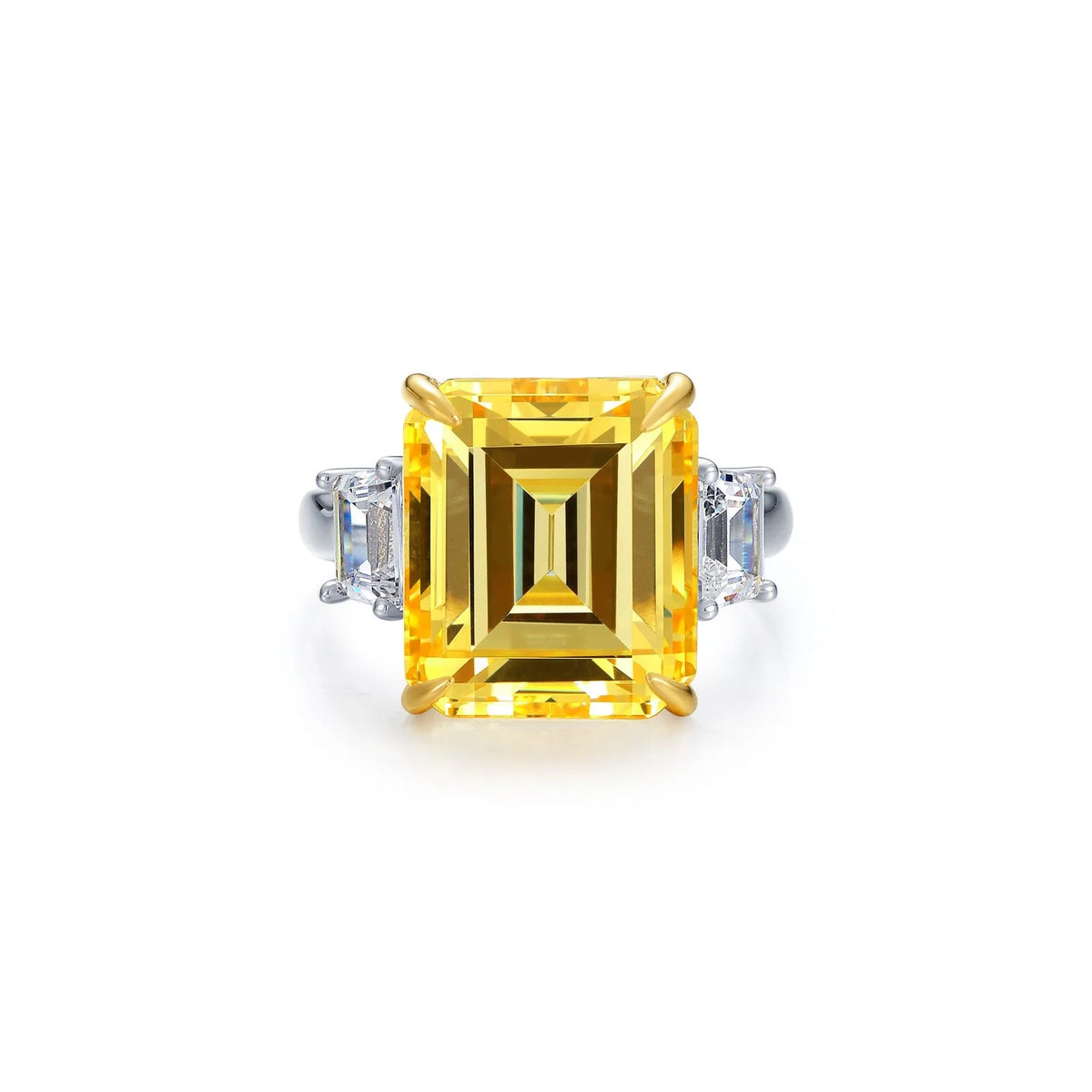 Lafonn Simulated Diamond &amp; Canary 3-Stone Engagement Ring 8R024CAT05