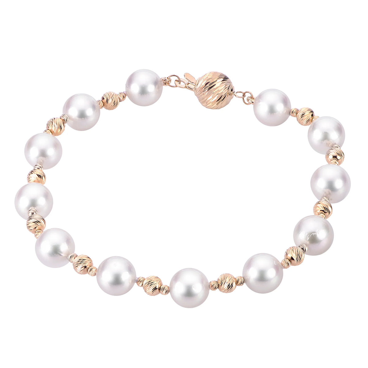 14K Yellow Gold Akoya Pearl &amp; Brilliance Bead Bracelet