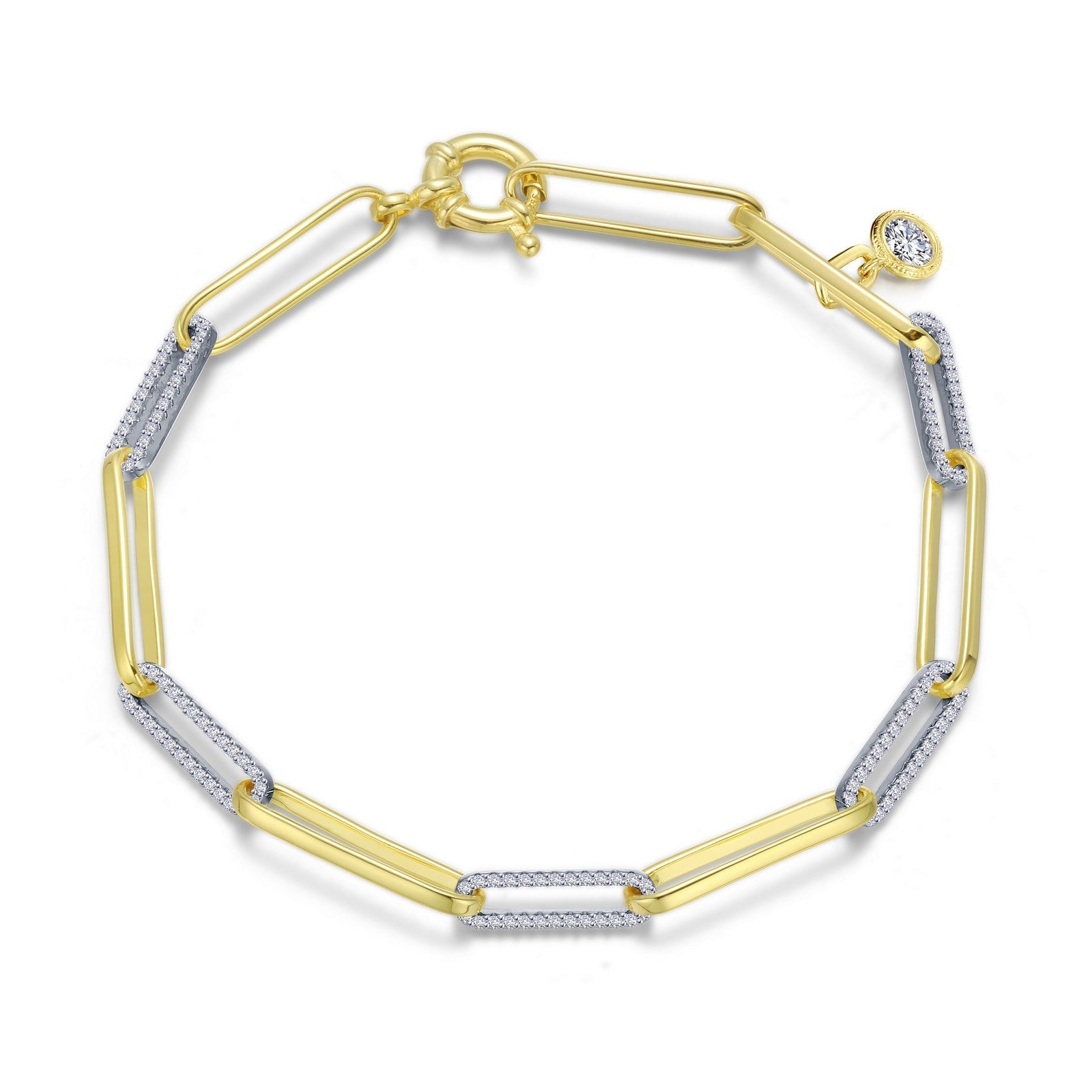 Lafonn Simulated Diamond Two-Tone Paperclip Bracelet B0168CLT75