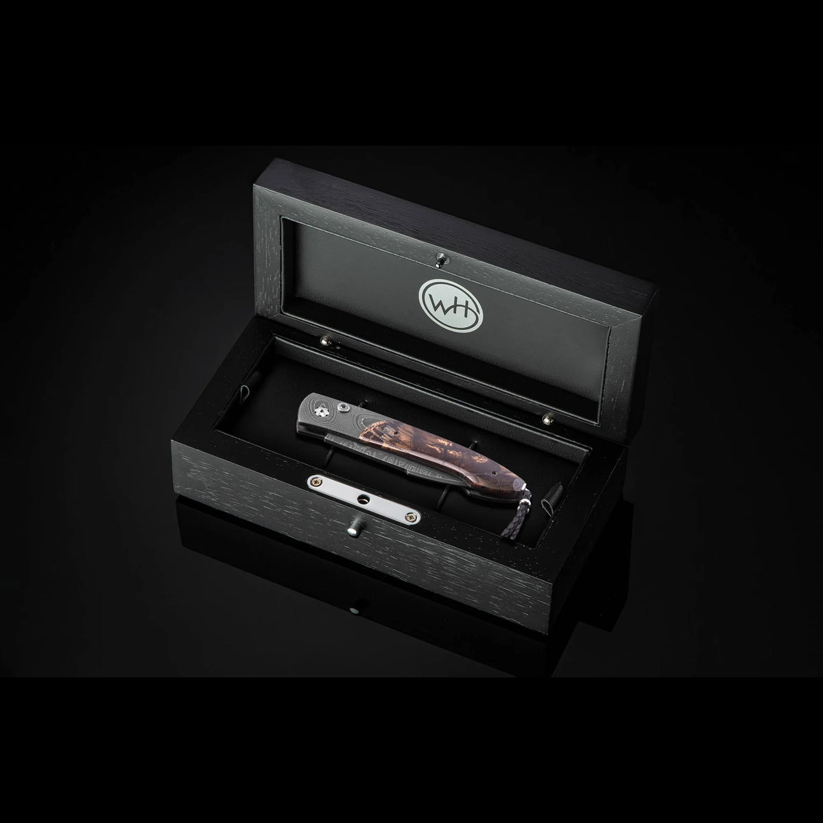 William Henry B22 Epic - Woolly Mammoth Tusk Inlaid Twist Damascus Frame w/ Meadows Damascus Blade Automatic Folding Knife
